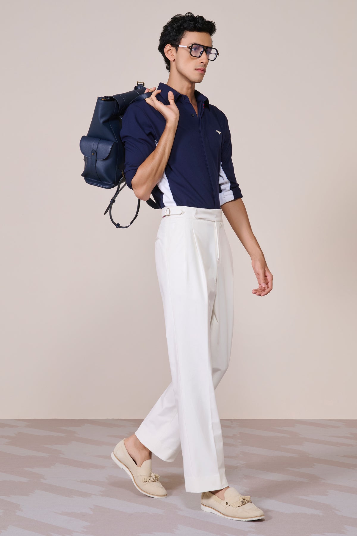 Navy Colour Block Shirt
