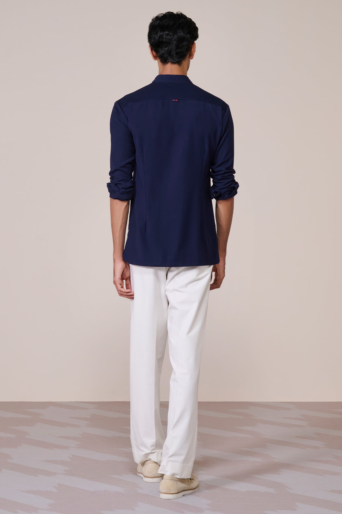 Navy Rayon Draped Shirt