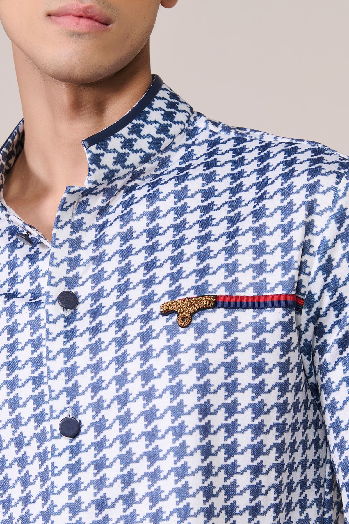 Navy Print Poly Jersey Shirt
