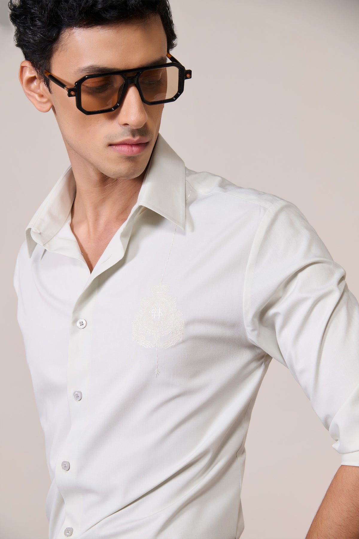 Light Green Shirt with Embroidered Crest