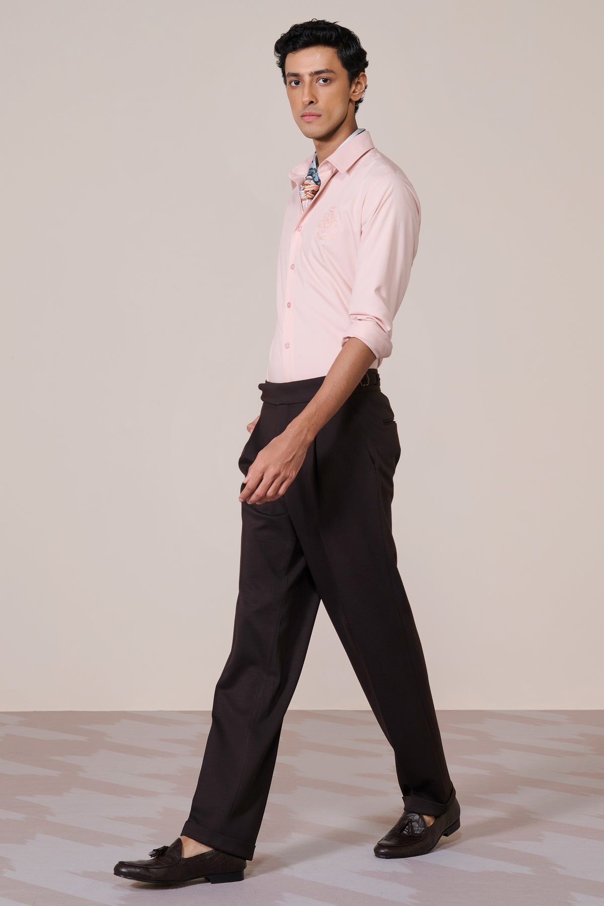 Light Pink Shirt with Embroidered Crest