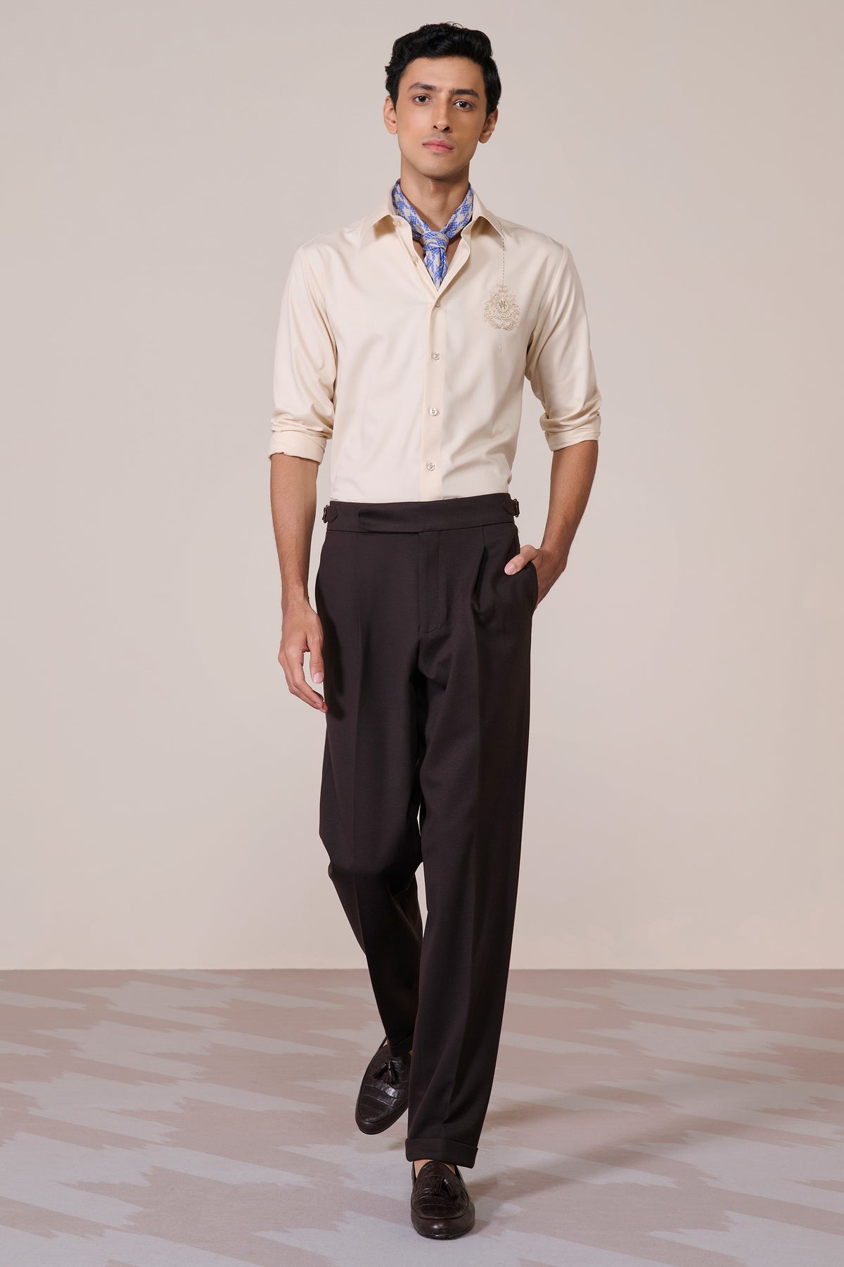 Light Peach Shirt with Embroidered Crest