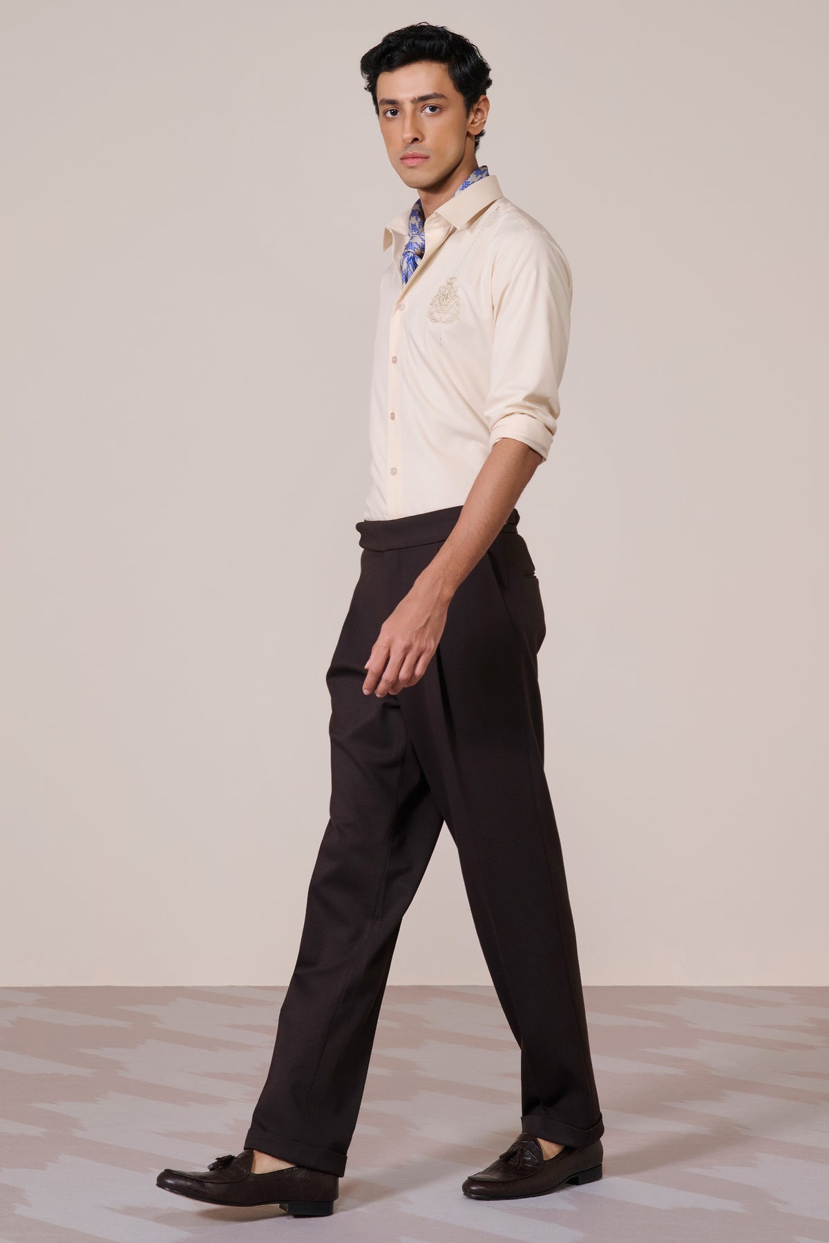 Light Peach Shirt with Embroidered Crest