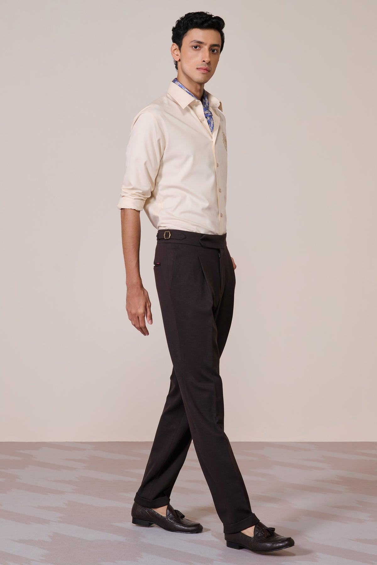 Light Peach Shirt with Embroidered Crest