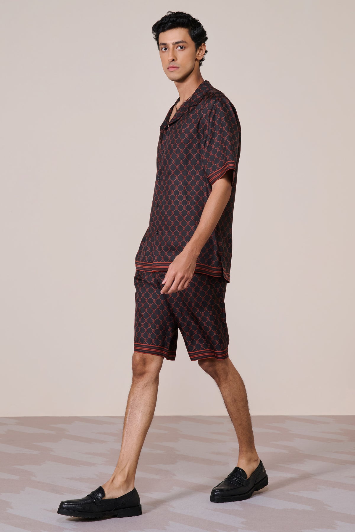 Black Twill Silk Shorts