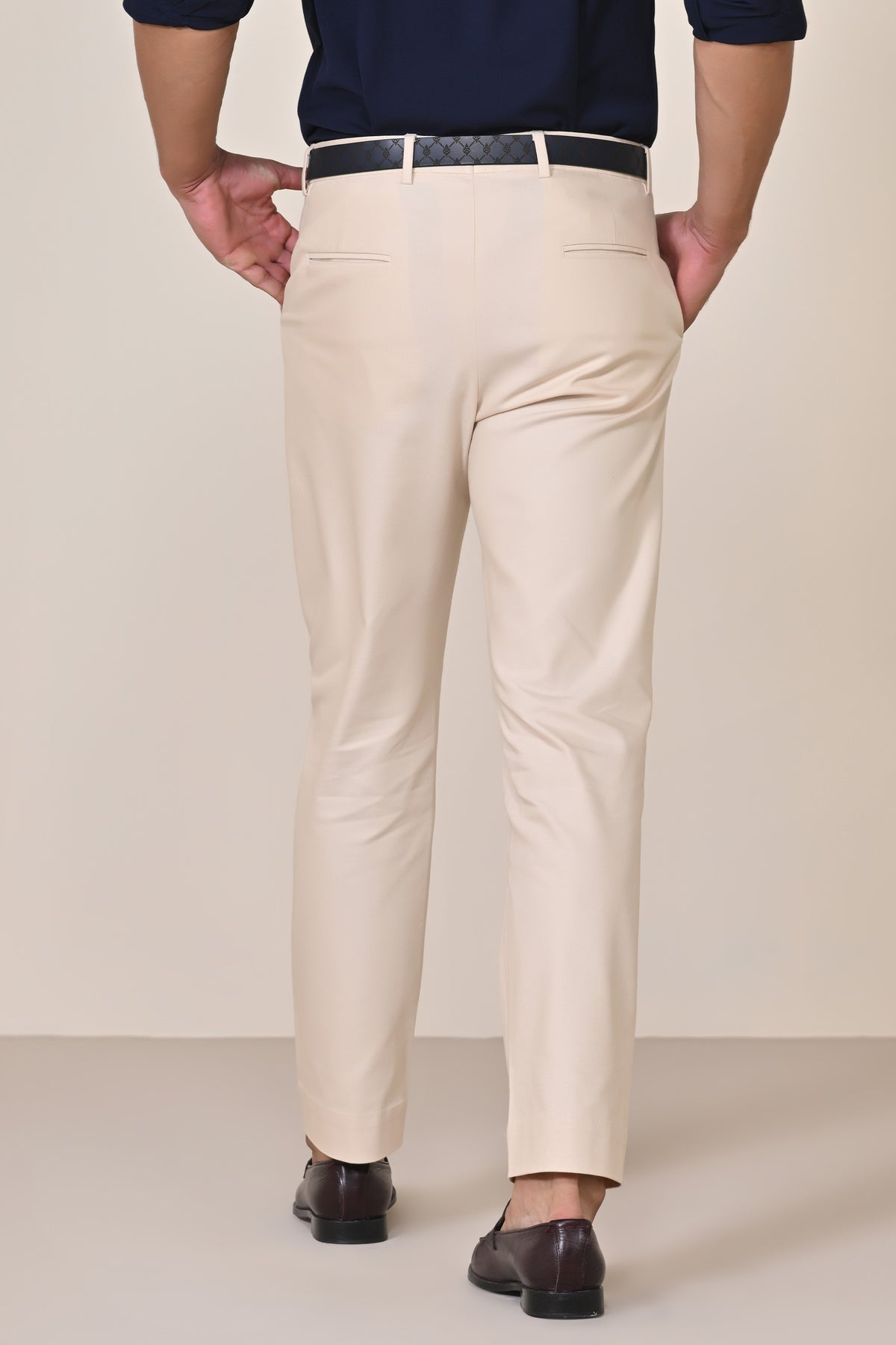 Off WhiteTrousers with Tape Detailing