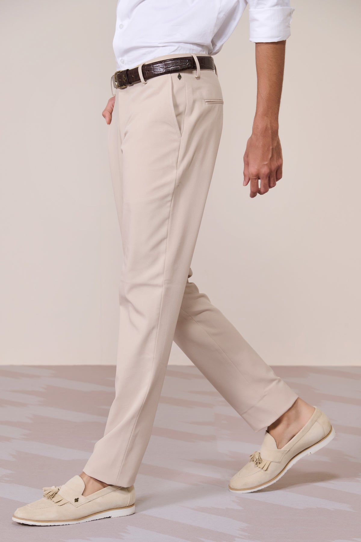 Ecru Straight-Leg Trousers