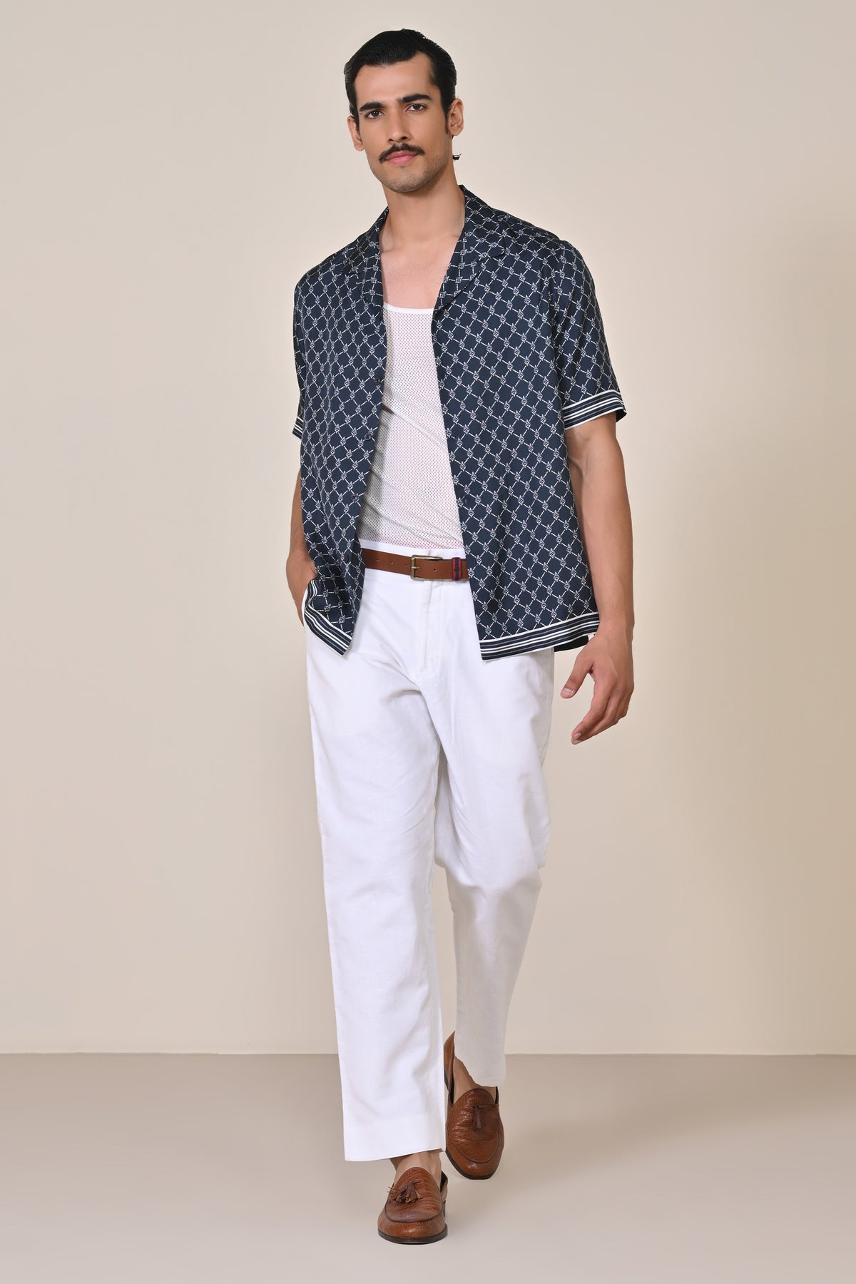 Off-White Linen Relaxed Fit Trousers