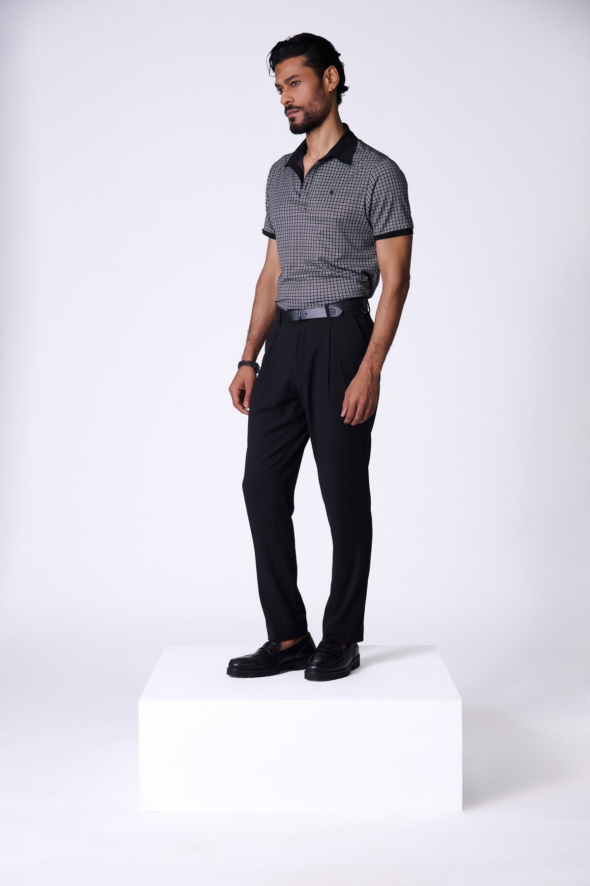 Black Printed Crepe Jersey T-Shirt