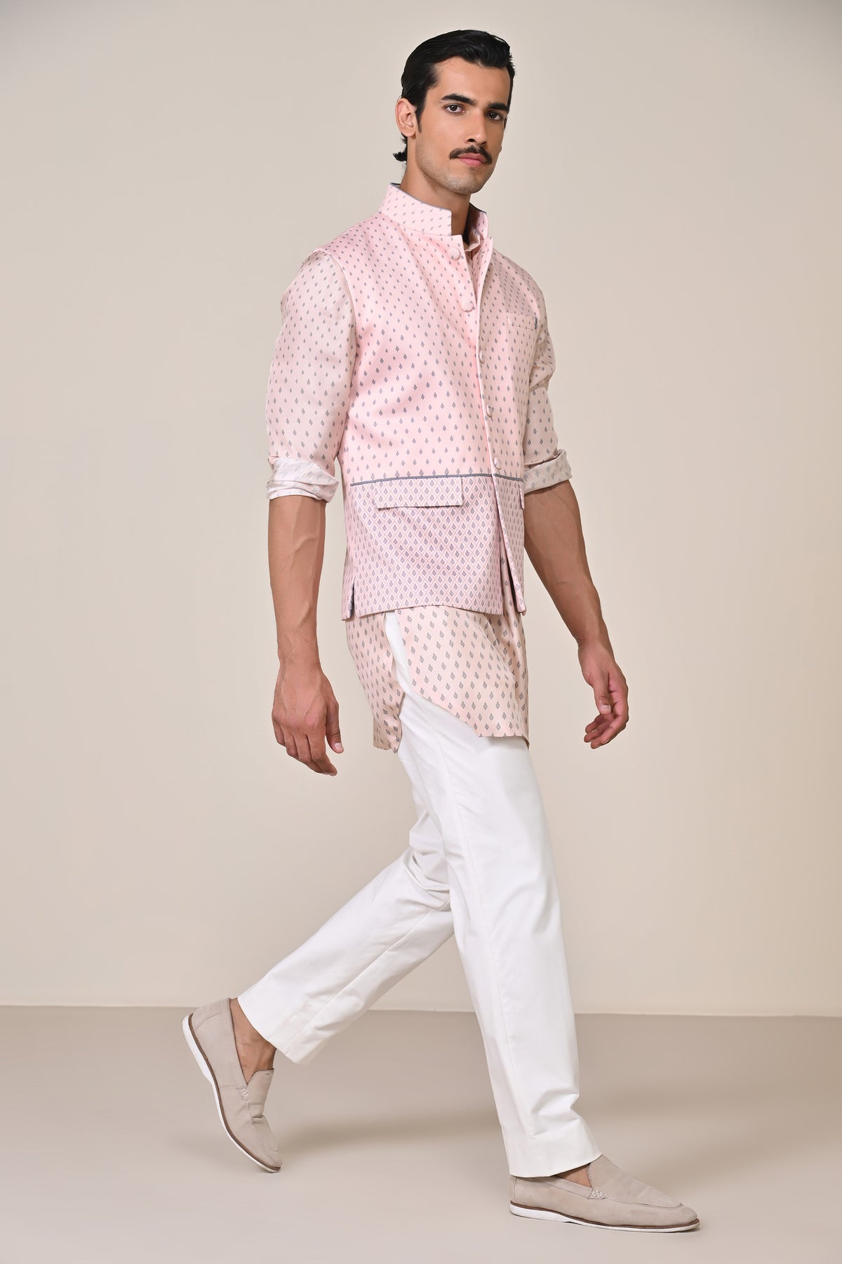 Pink Adamas Printed Waistcoat
