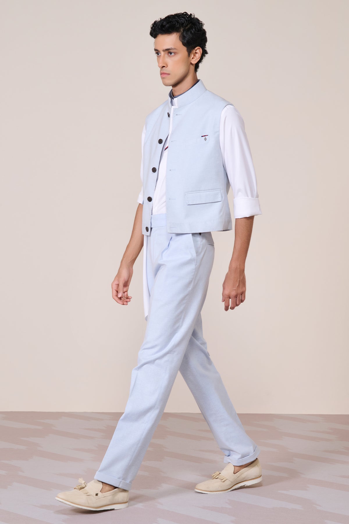 Light Blue Linen Waistcoat