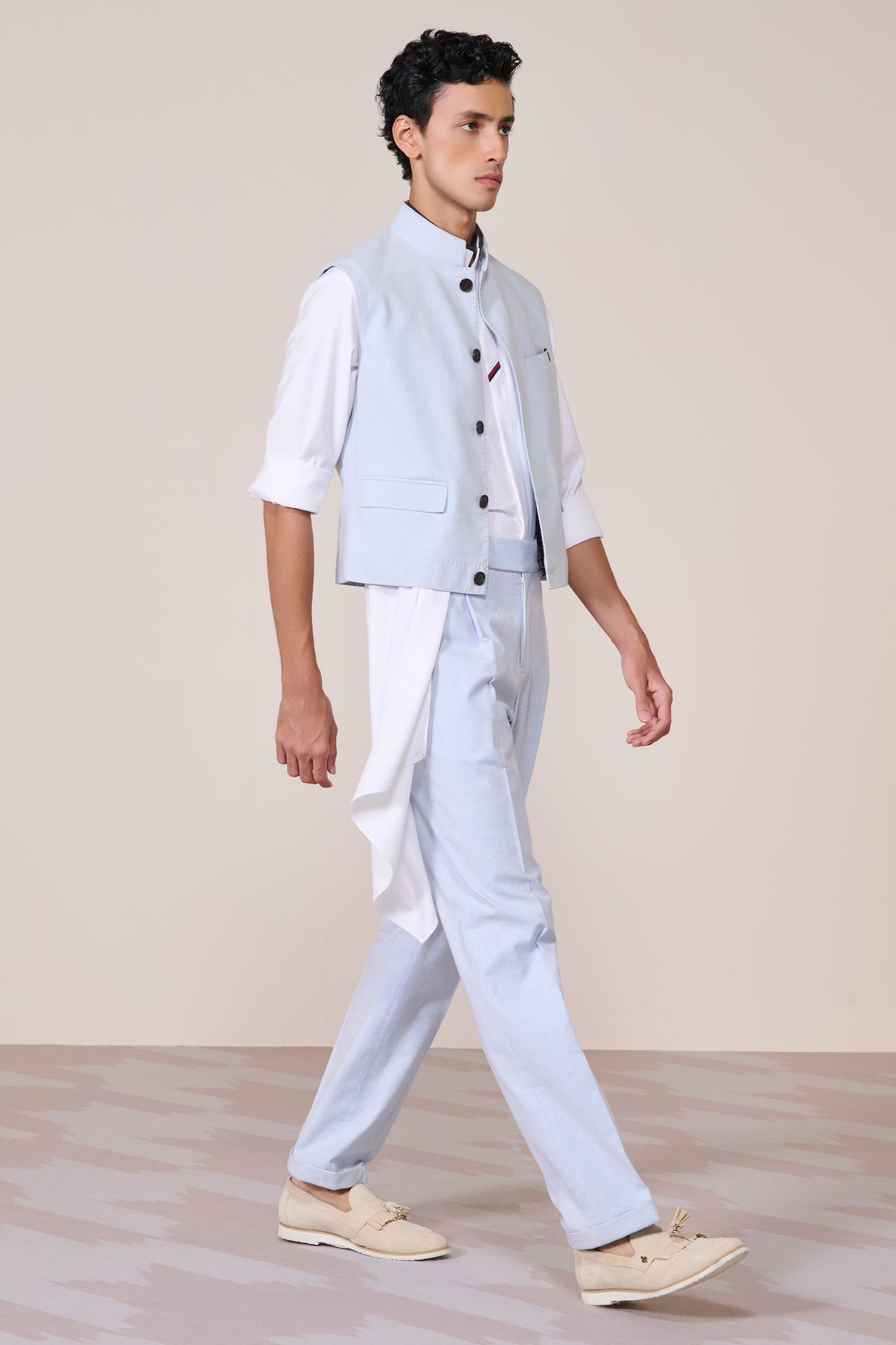 Light Blue Linen Waistcoat