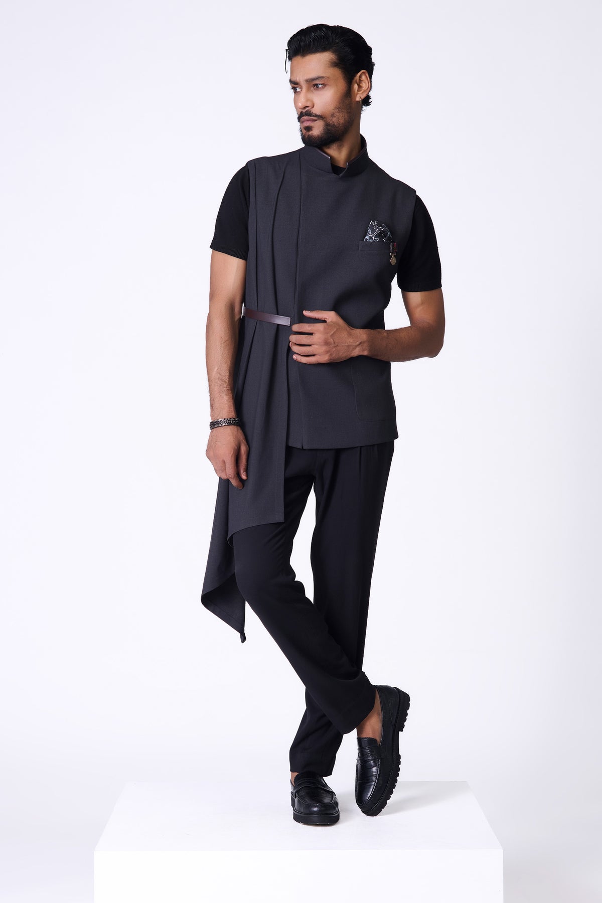 Grey Waistcoat with Neo Drape