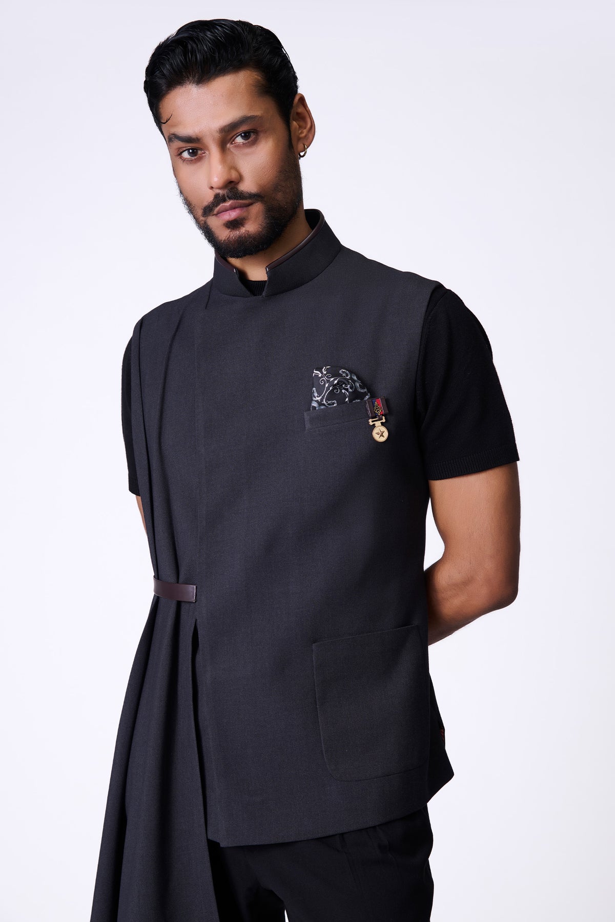 Grey Waistcoat with Neo Drape