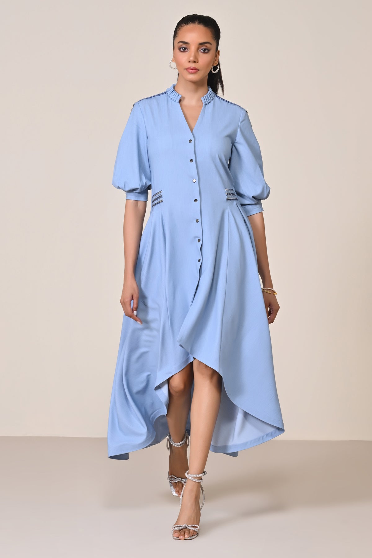 Asymmetric Denim Shirt Dress
