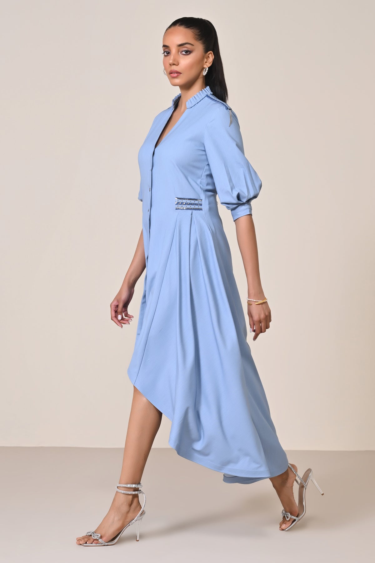 Asymmetric Denim Shirt Dress