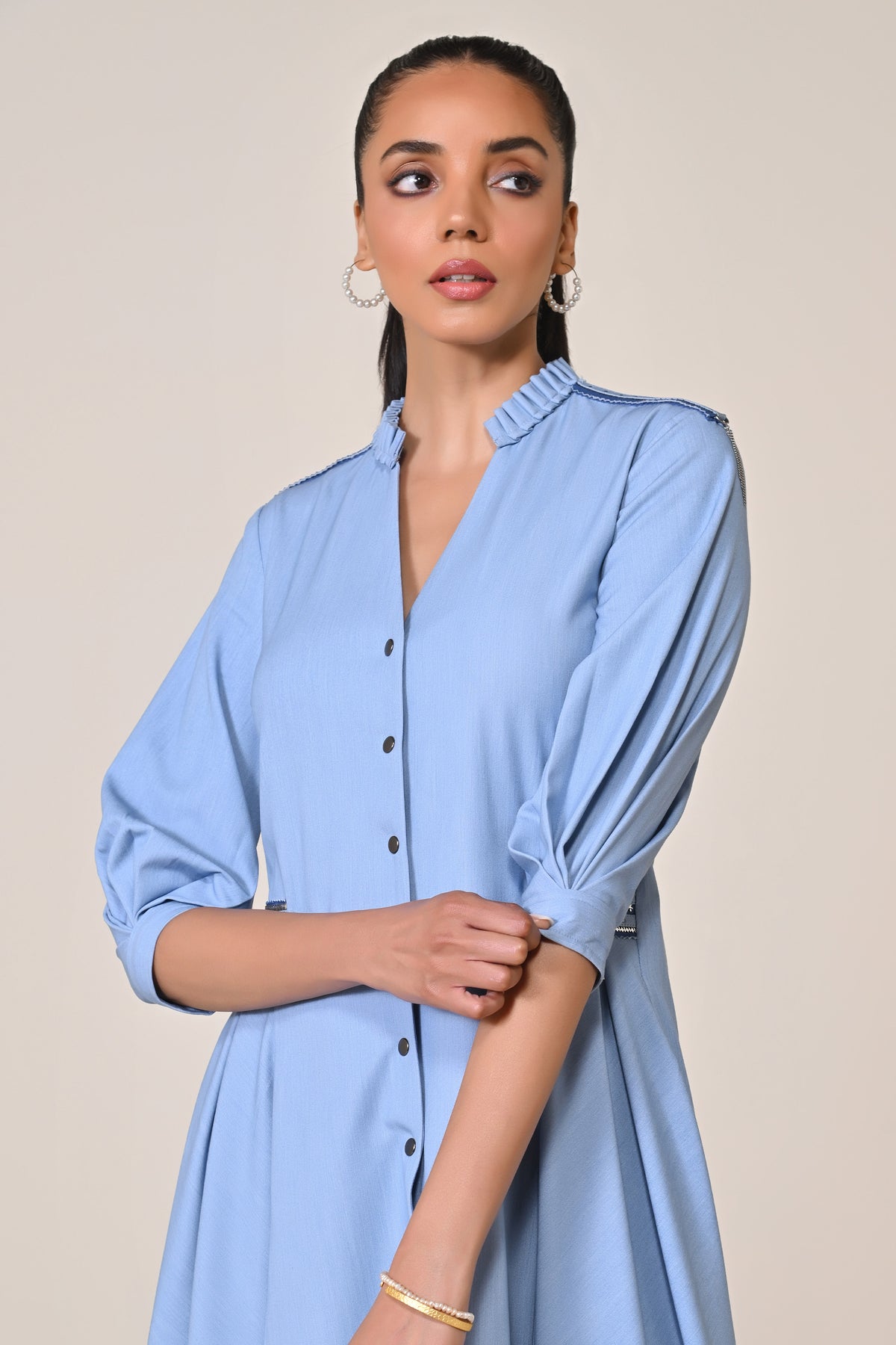 Asymmetric Denim Shirt Dress