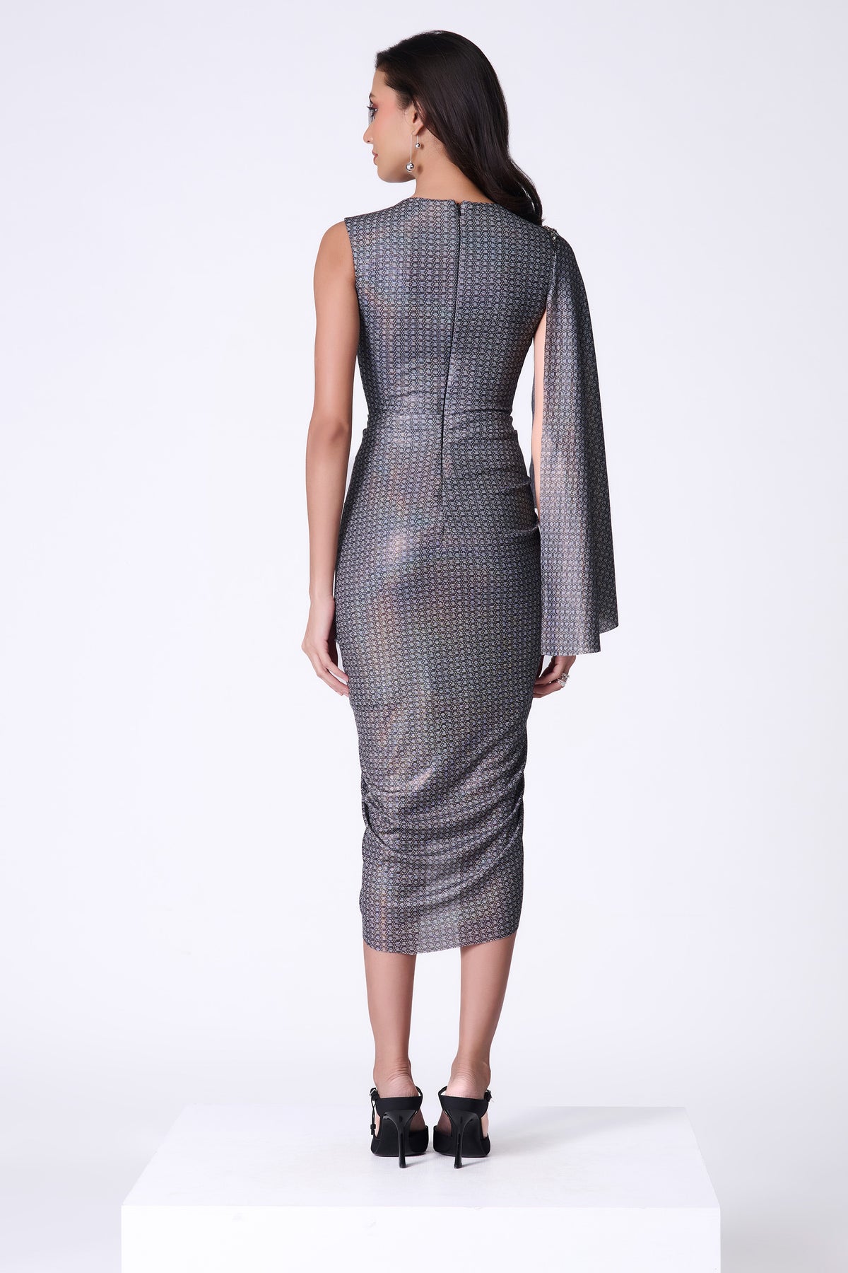 Braid Printed Drape Dress