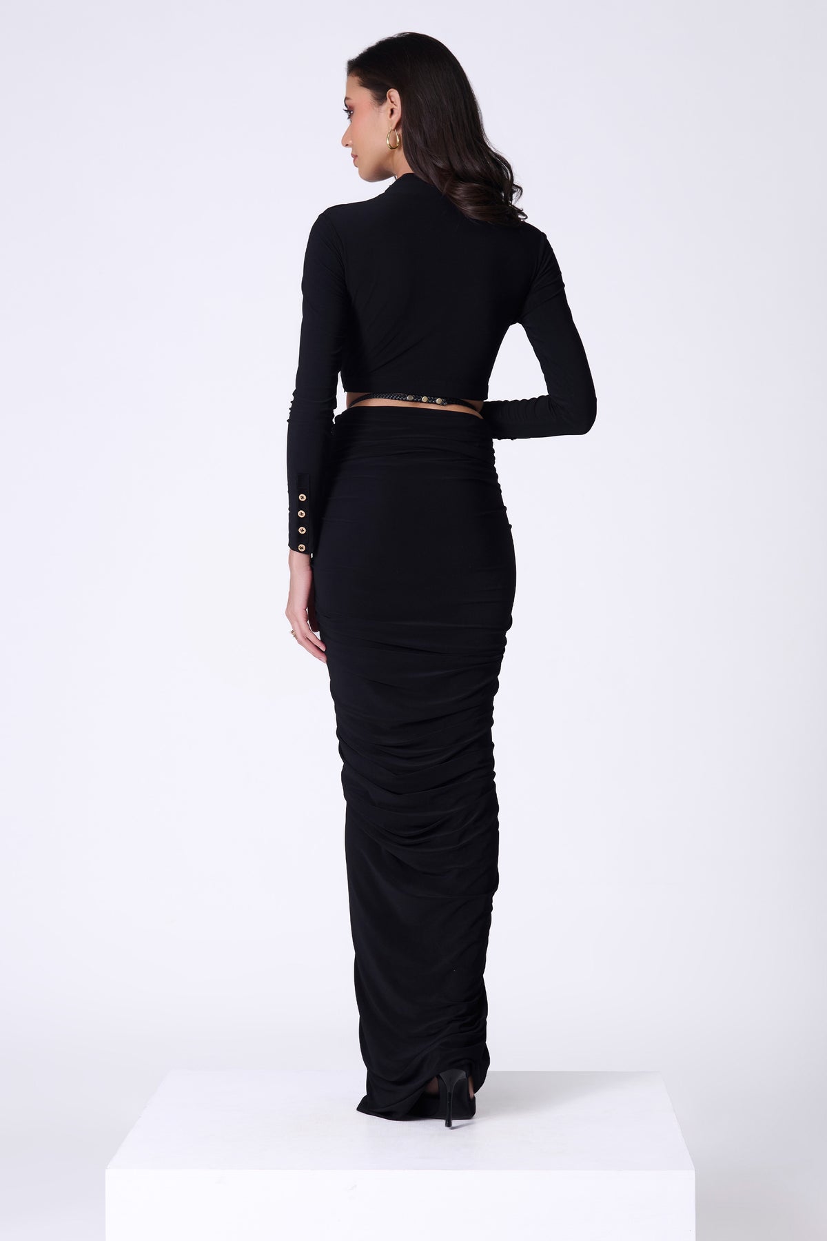 Black Halter Neck Drape Top