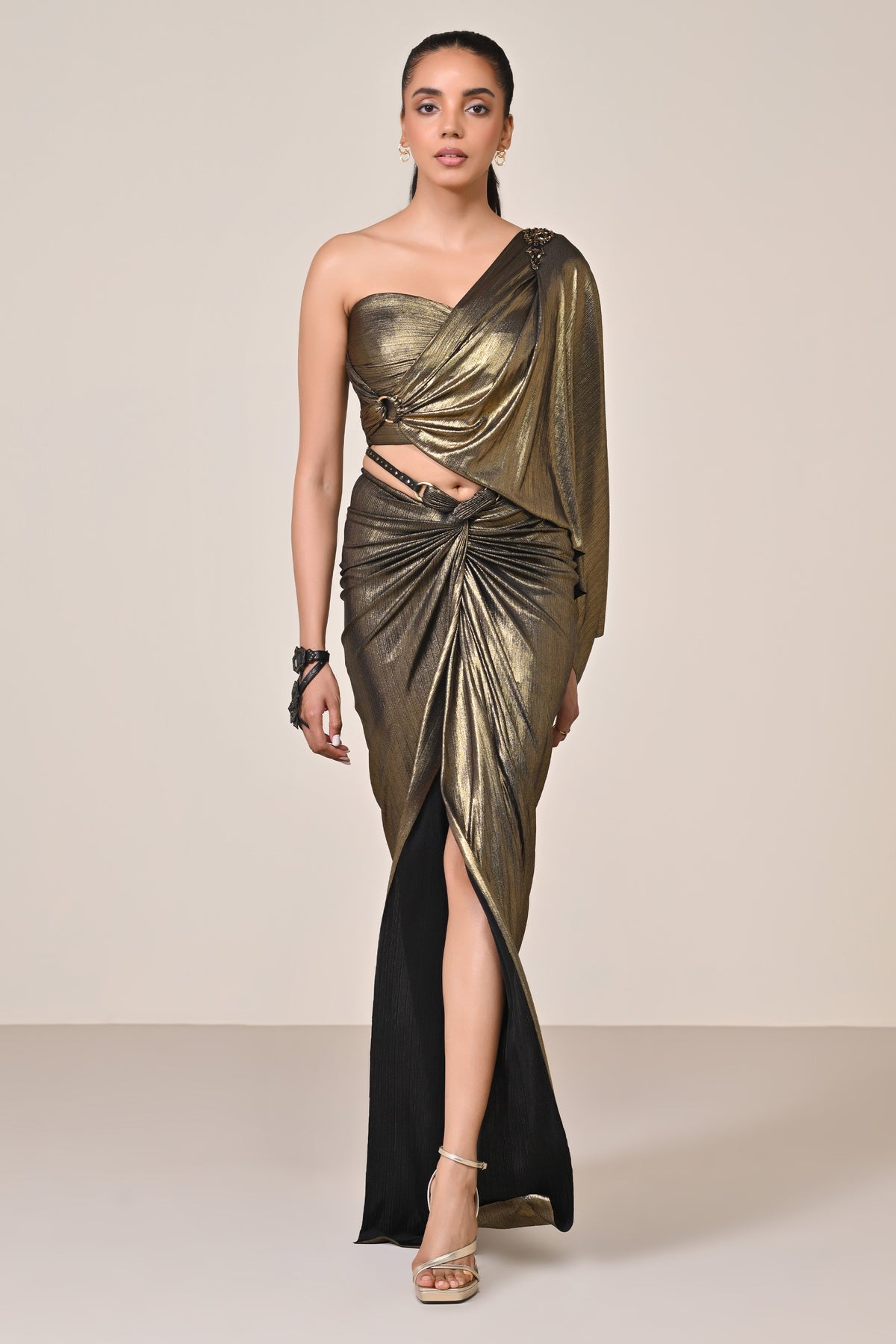 Metallic One-Shoulder Top