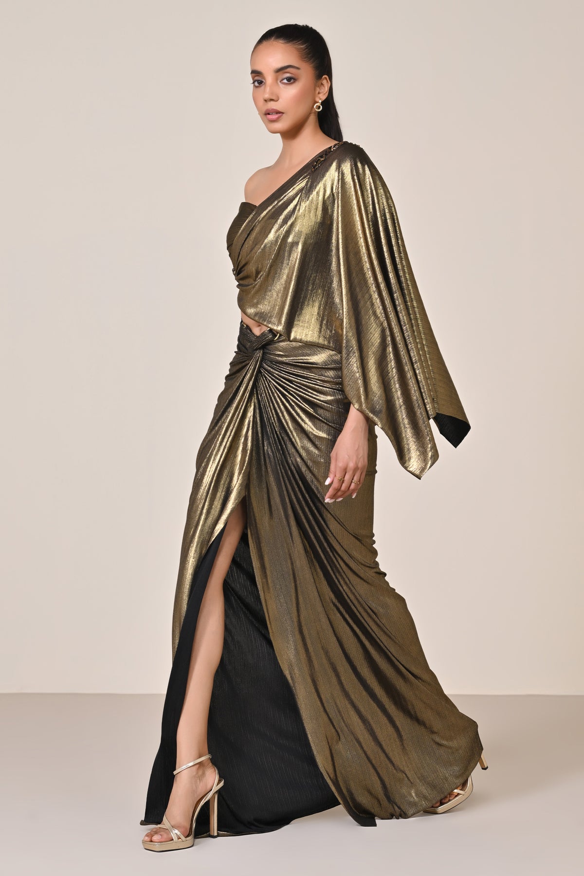 Metallic One-Shoulder Top