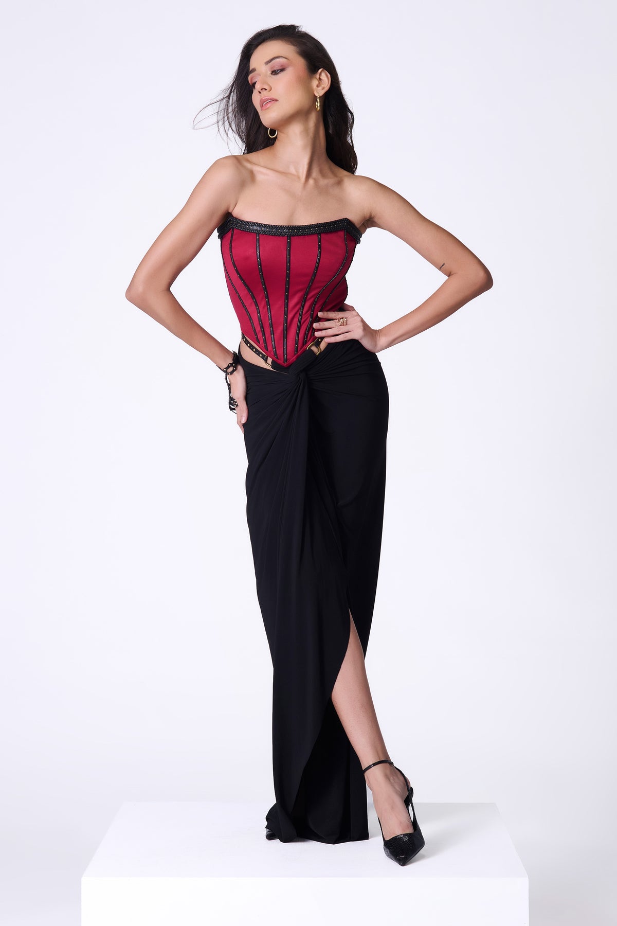 Cherry Structured Corset Top