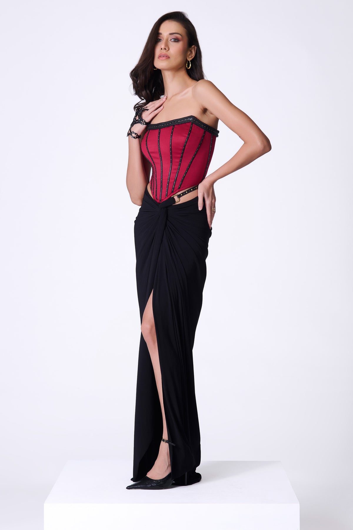 Cherry Structured Corset Top