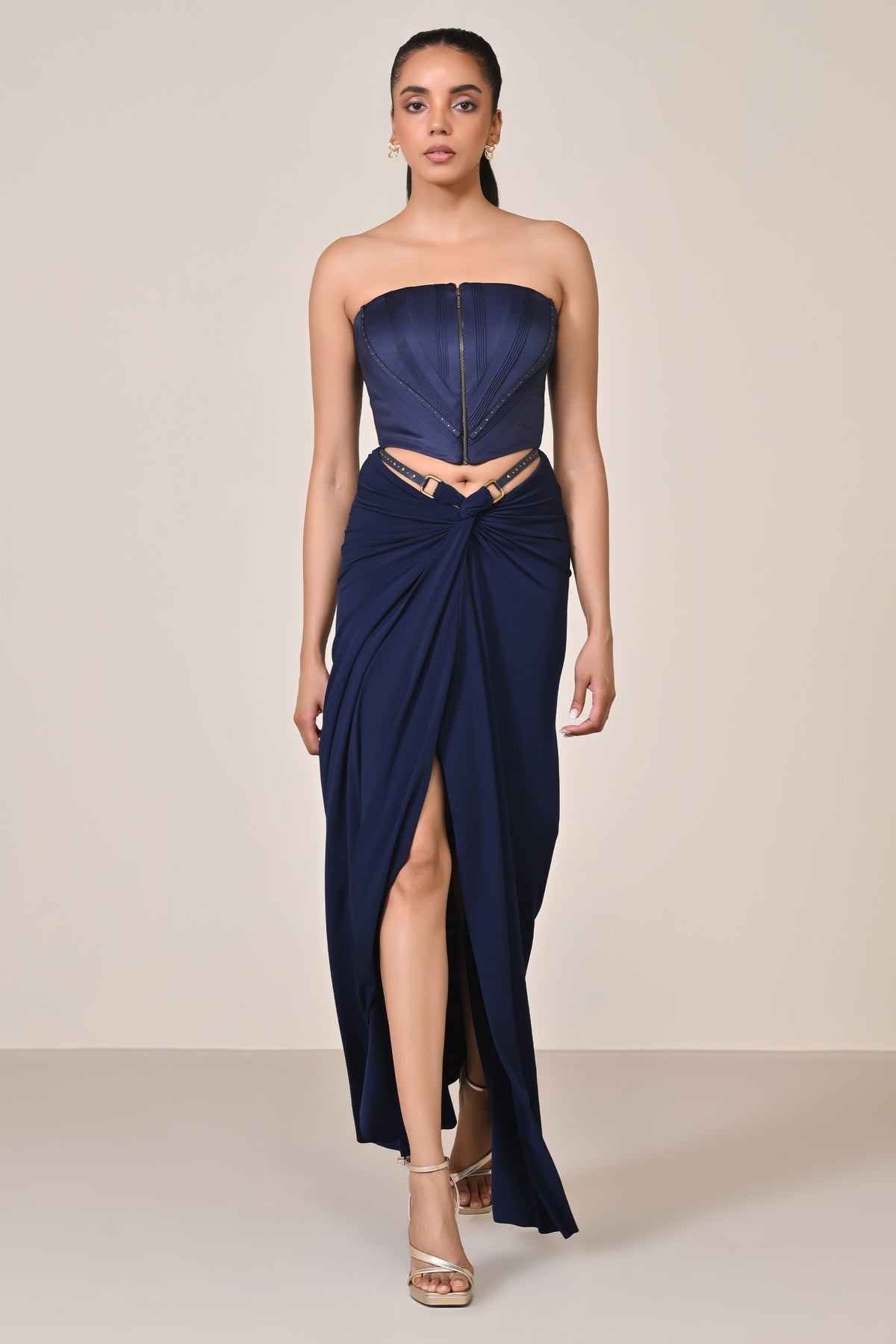 Navy Zipped Corset