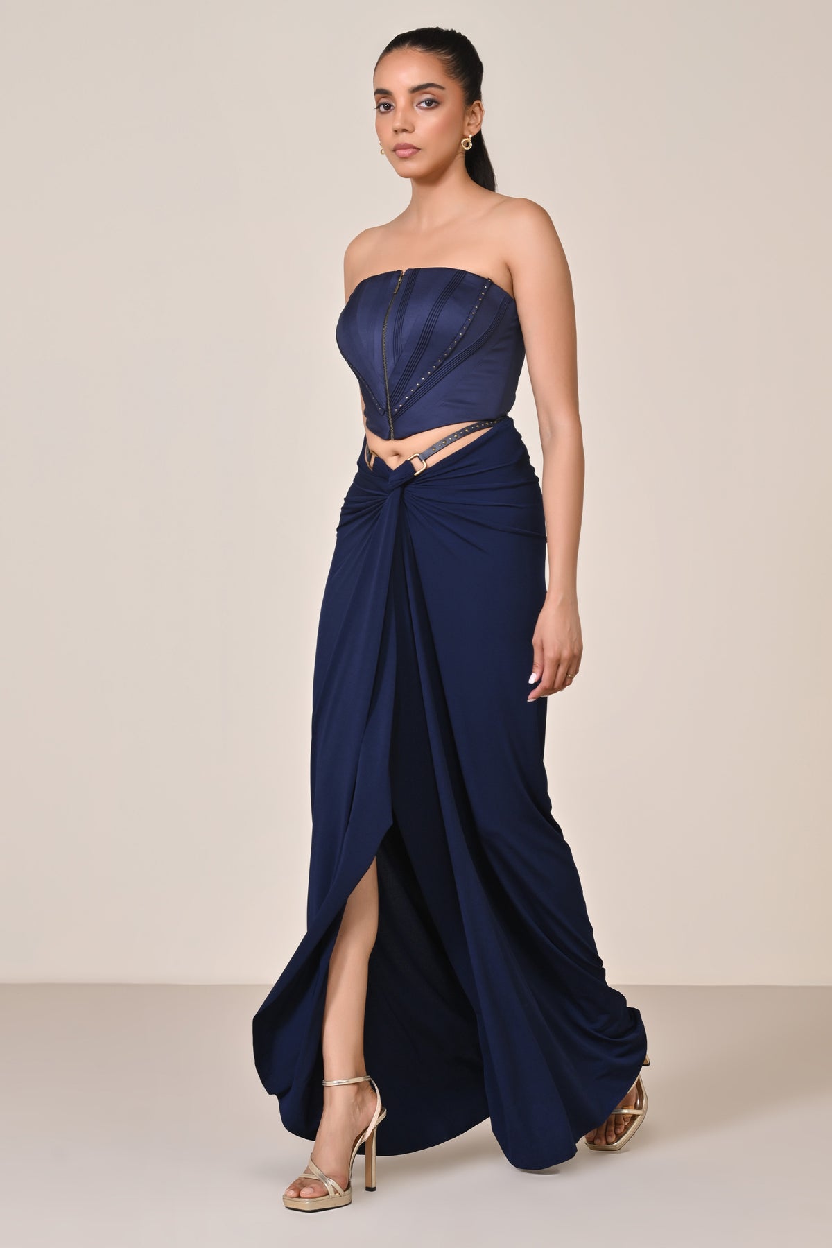 Navy Zipped Corset