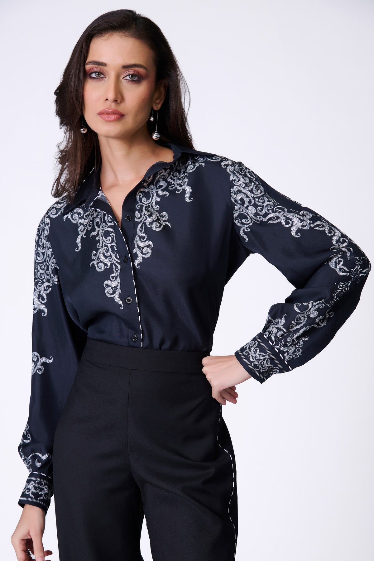 Black Baroque Printed Shirt