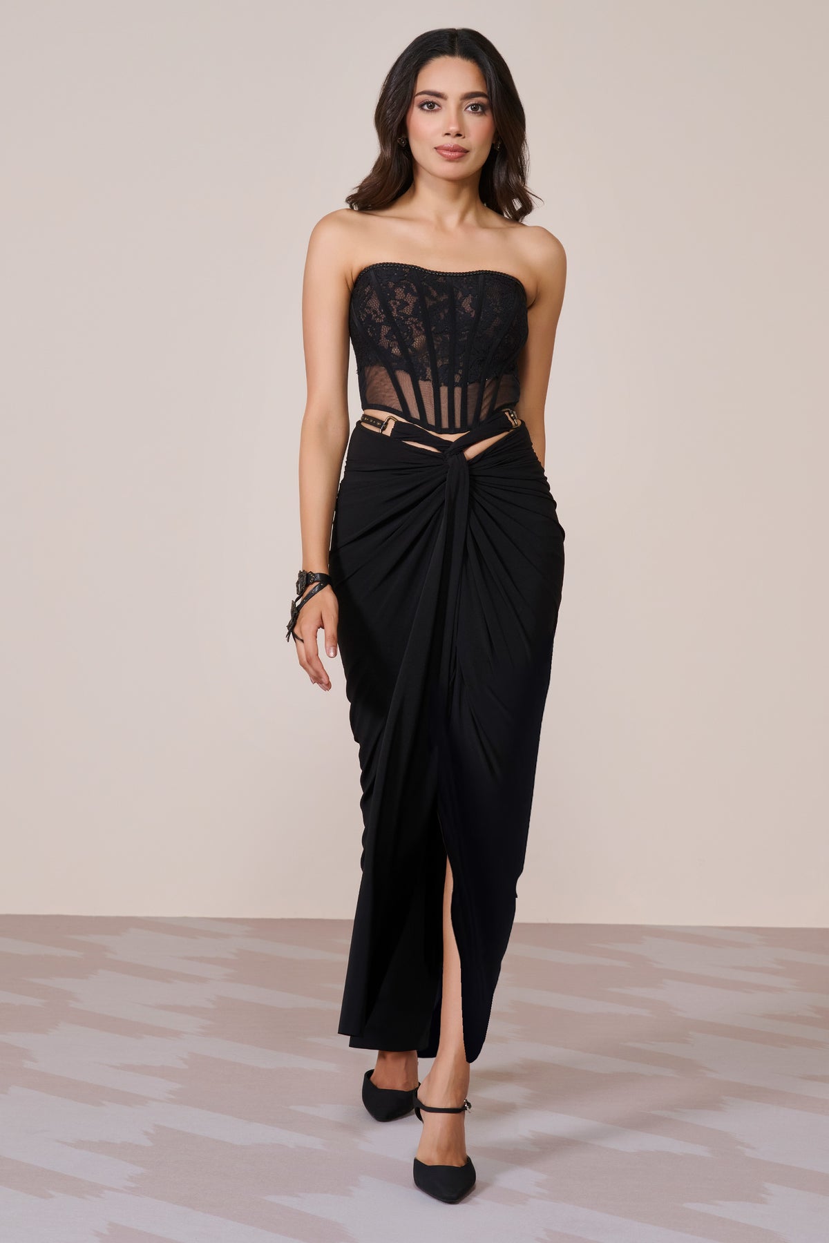 Black Applique Corset Top