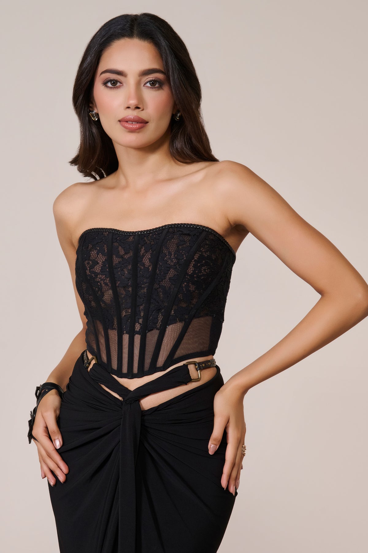 Black Applique Corset Top
