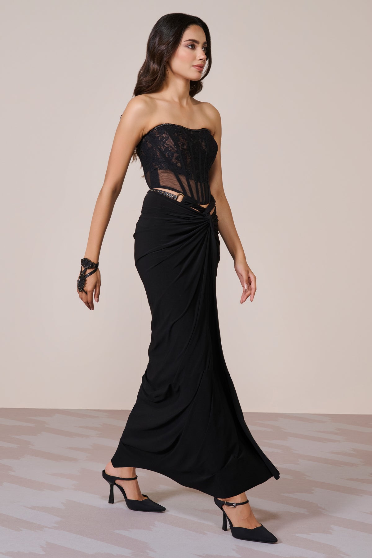 Black Applique Corset Top