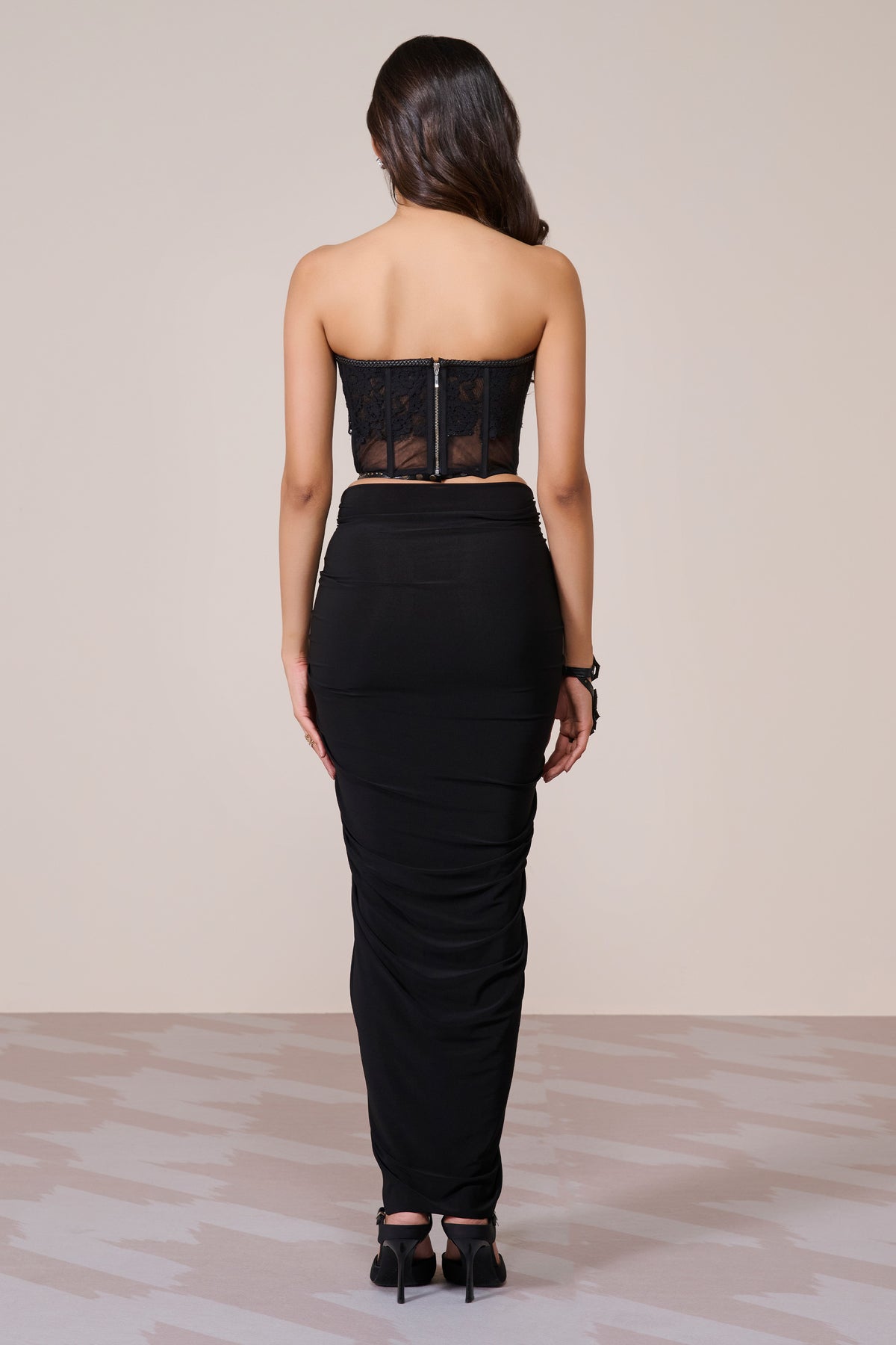 Black Applique Corset Top