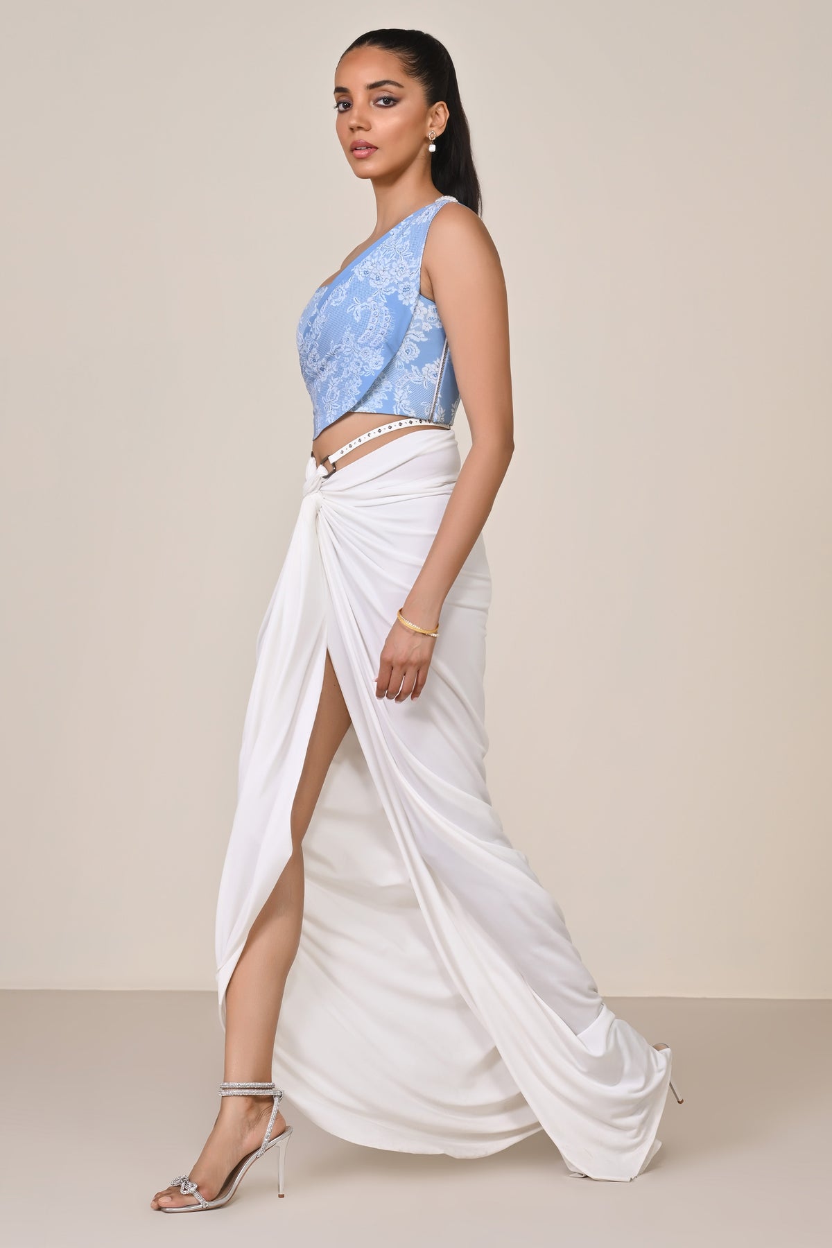 One-Shoulder Printed Corset Top