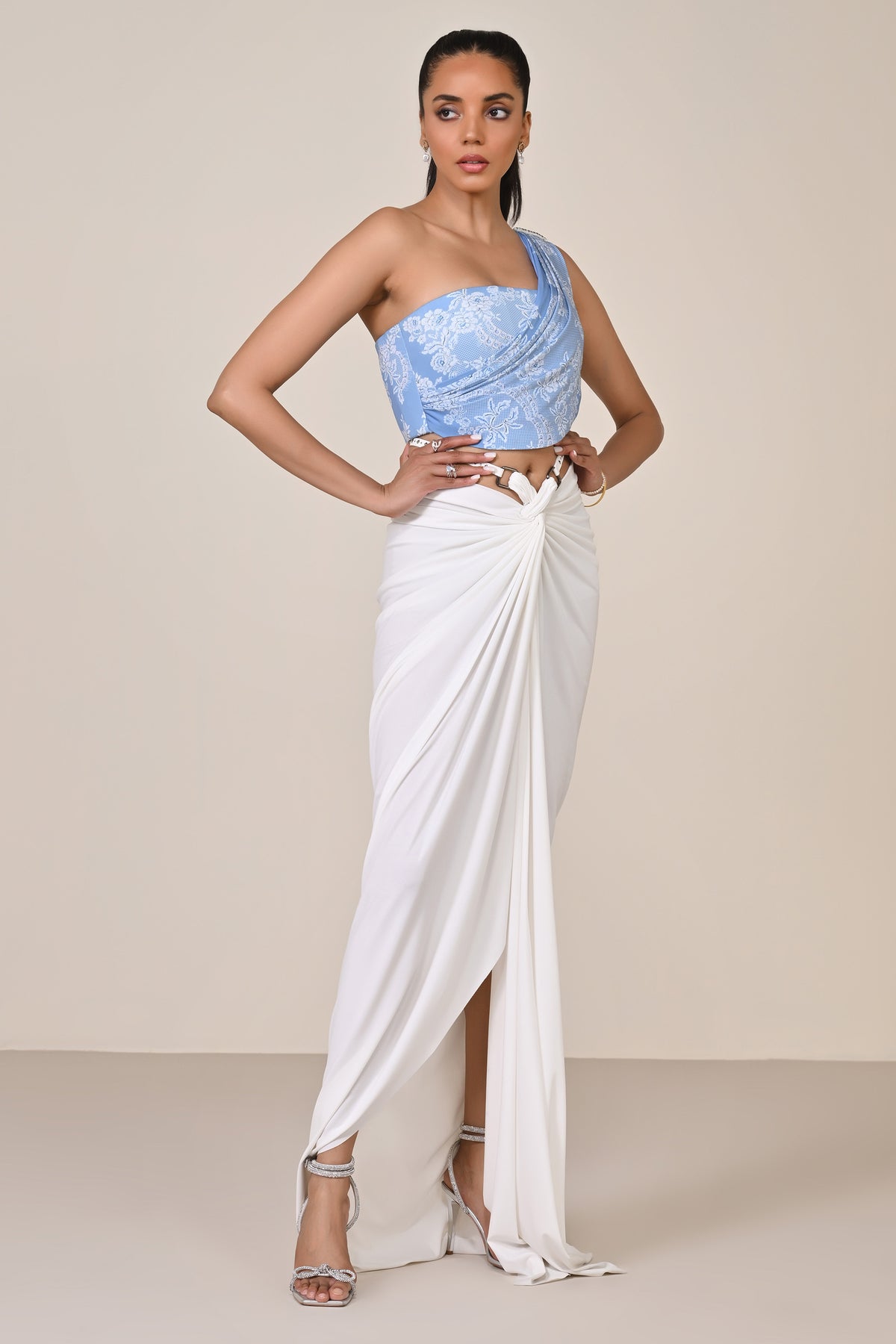 One-Shoulder Printed Corset Top