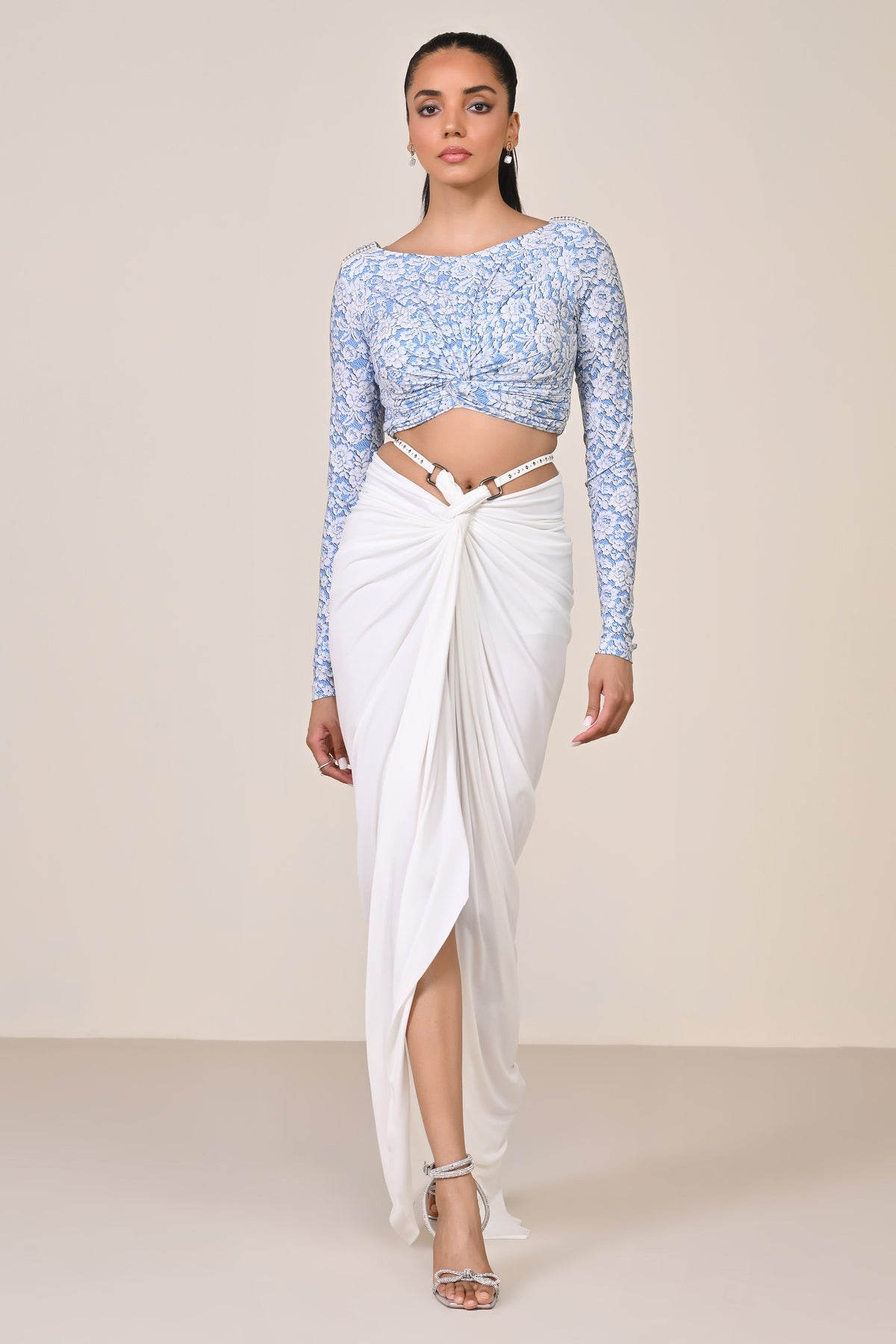 Printed Boat Neck Top