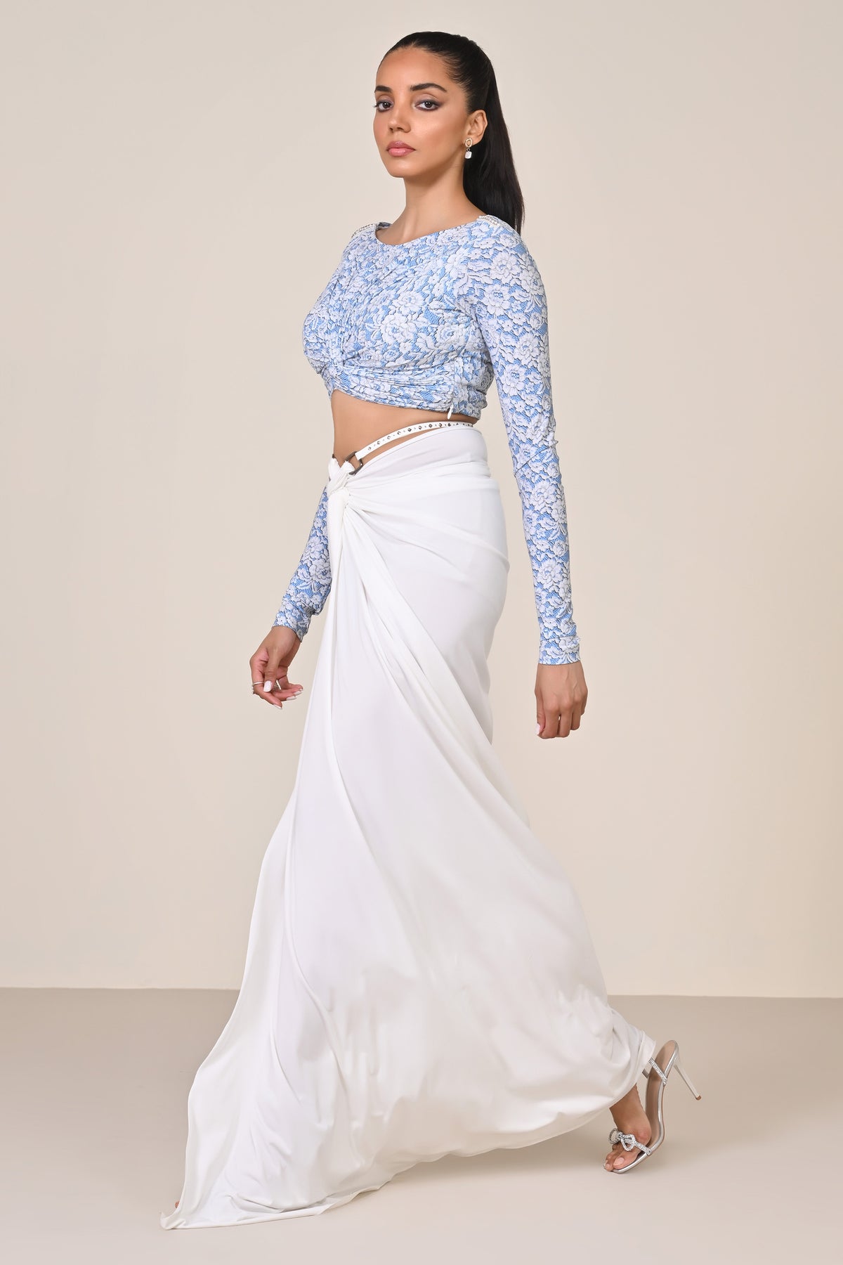 Printed Boat Neck Top