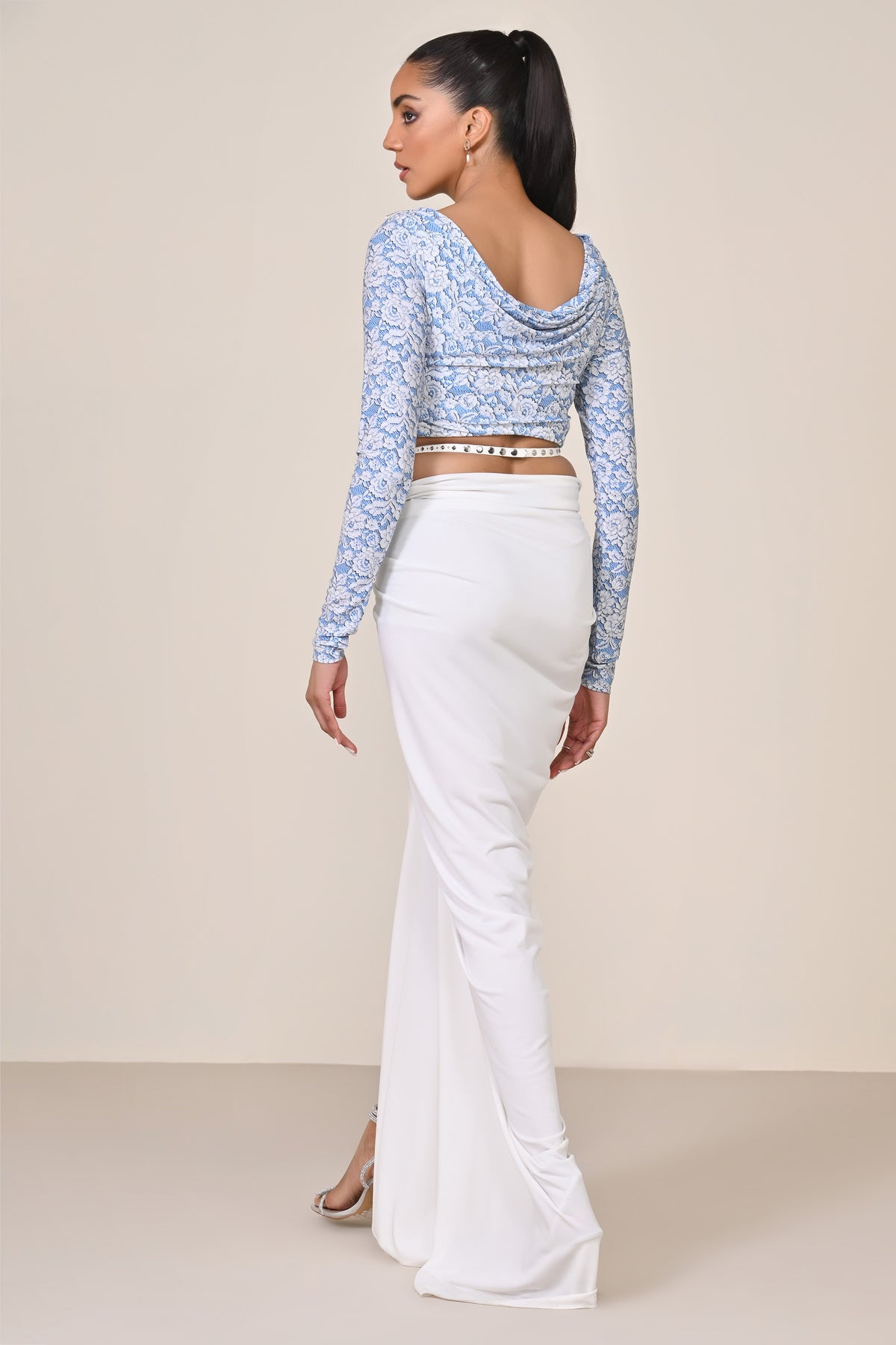 Printed Boat Neck Top