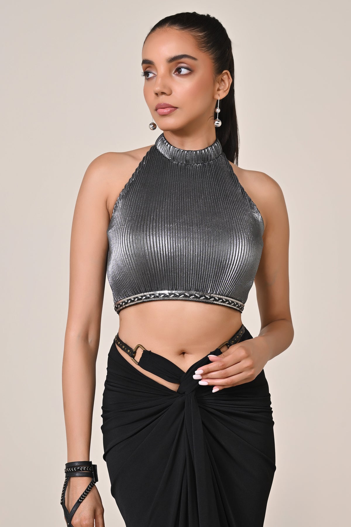 Raised Neck Crop Top