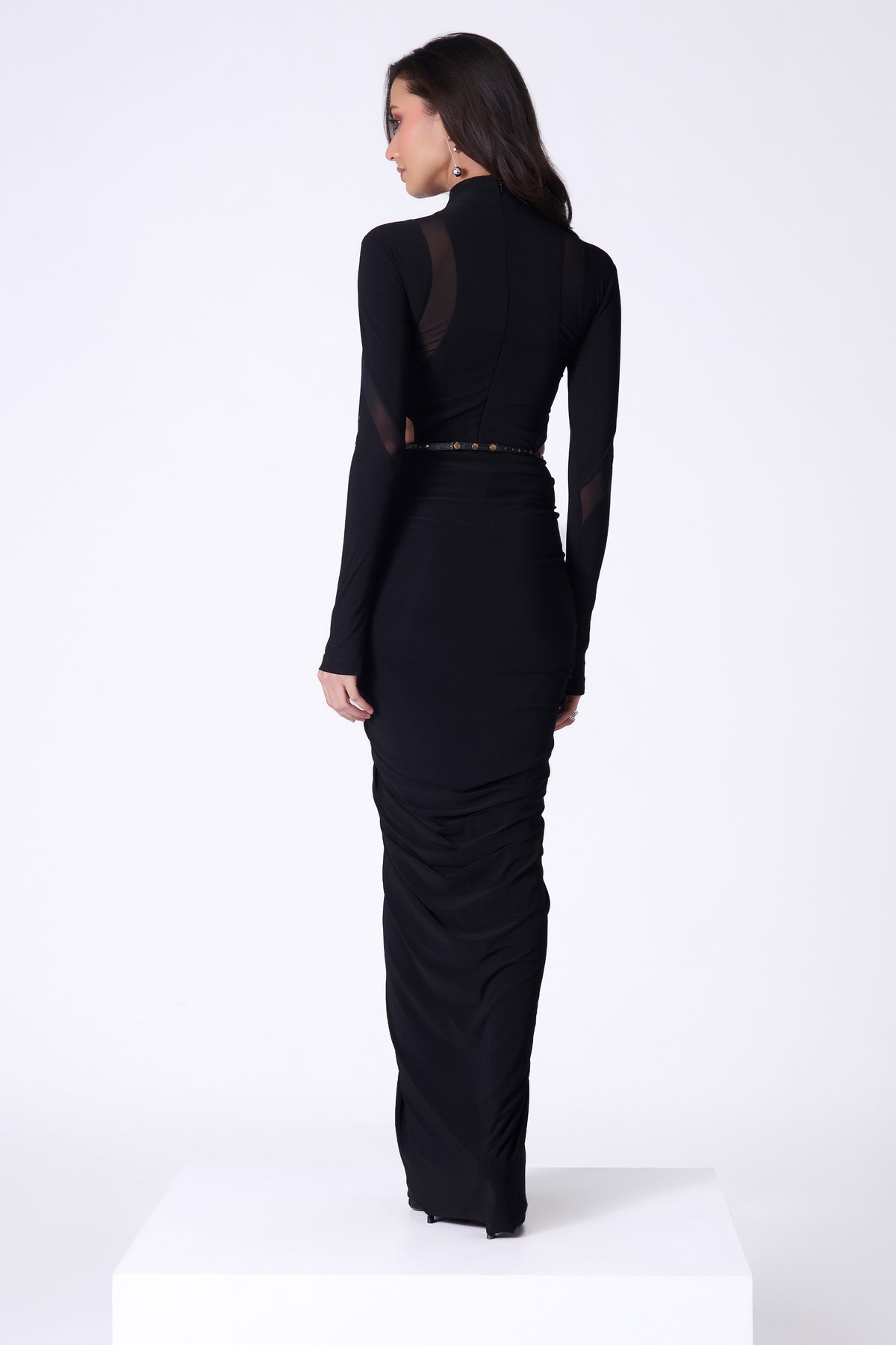 Black Draped Saree Gown