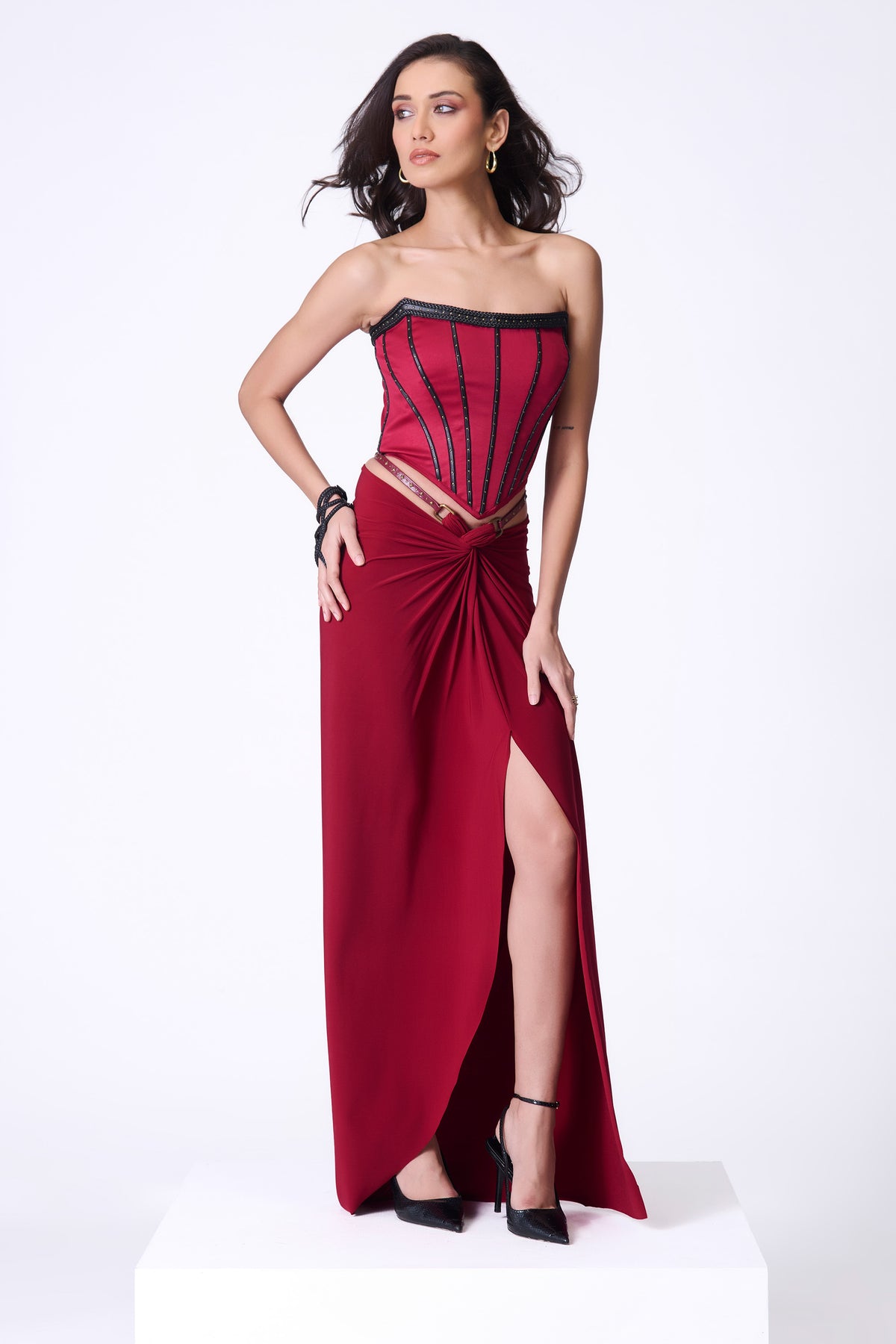 Cherry Twisted Drape Skirt
