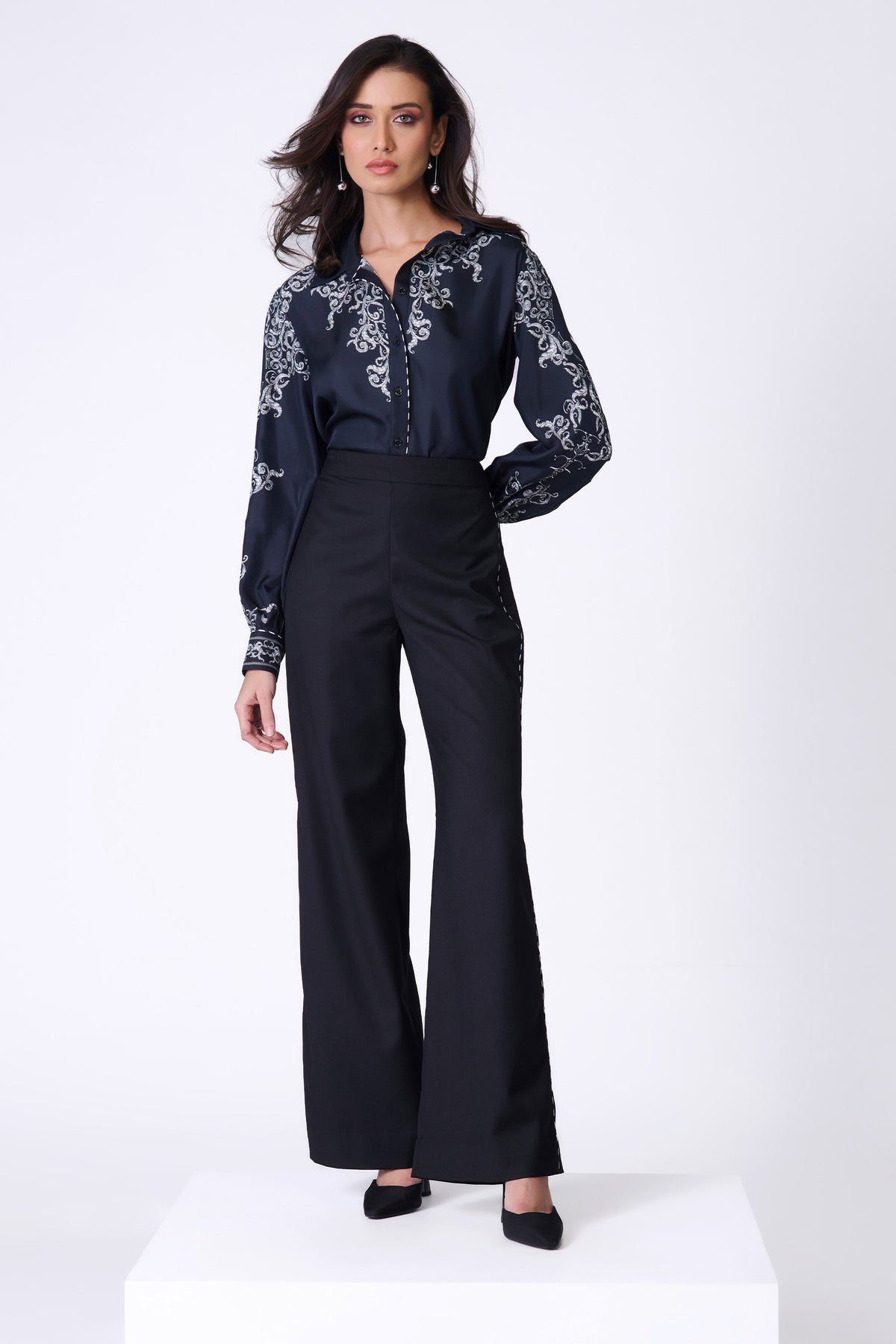 Black High-Rise Trousers