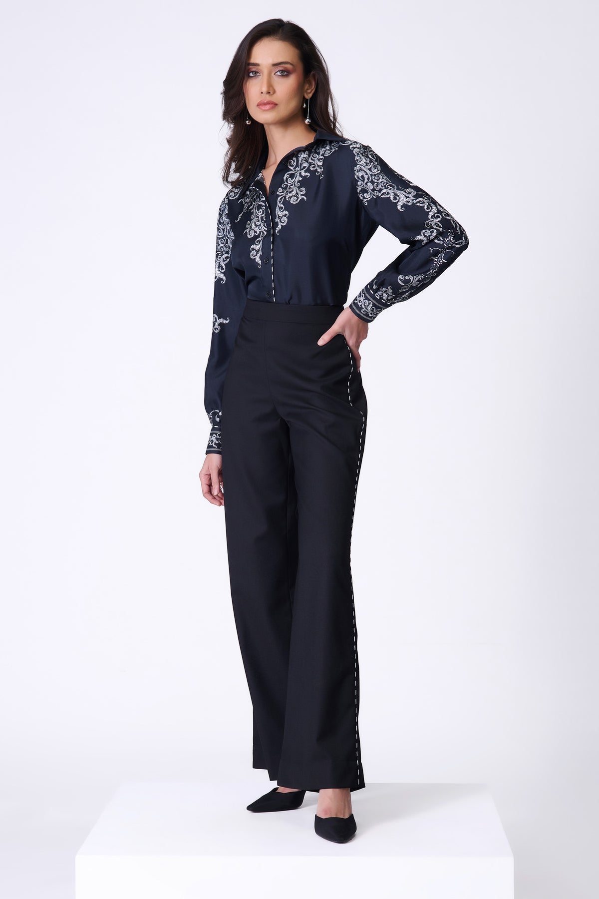 Black High-Rise Trousers