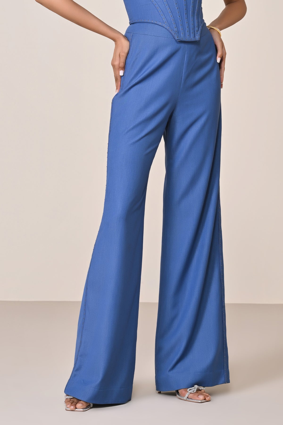 Rivet Flared Denim Trousers