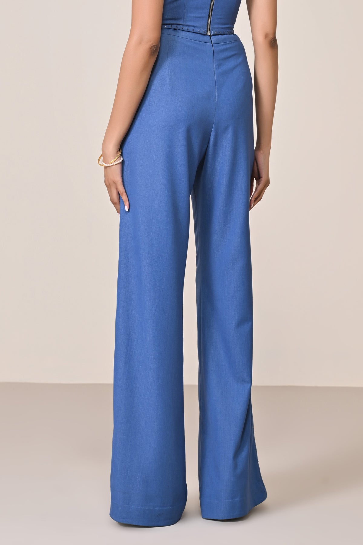 Rivet Flared Denim Trousers