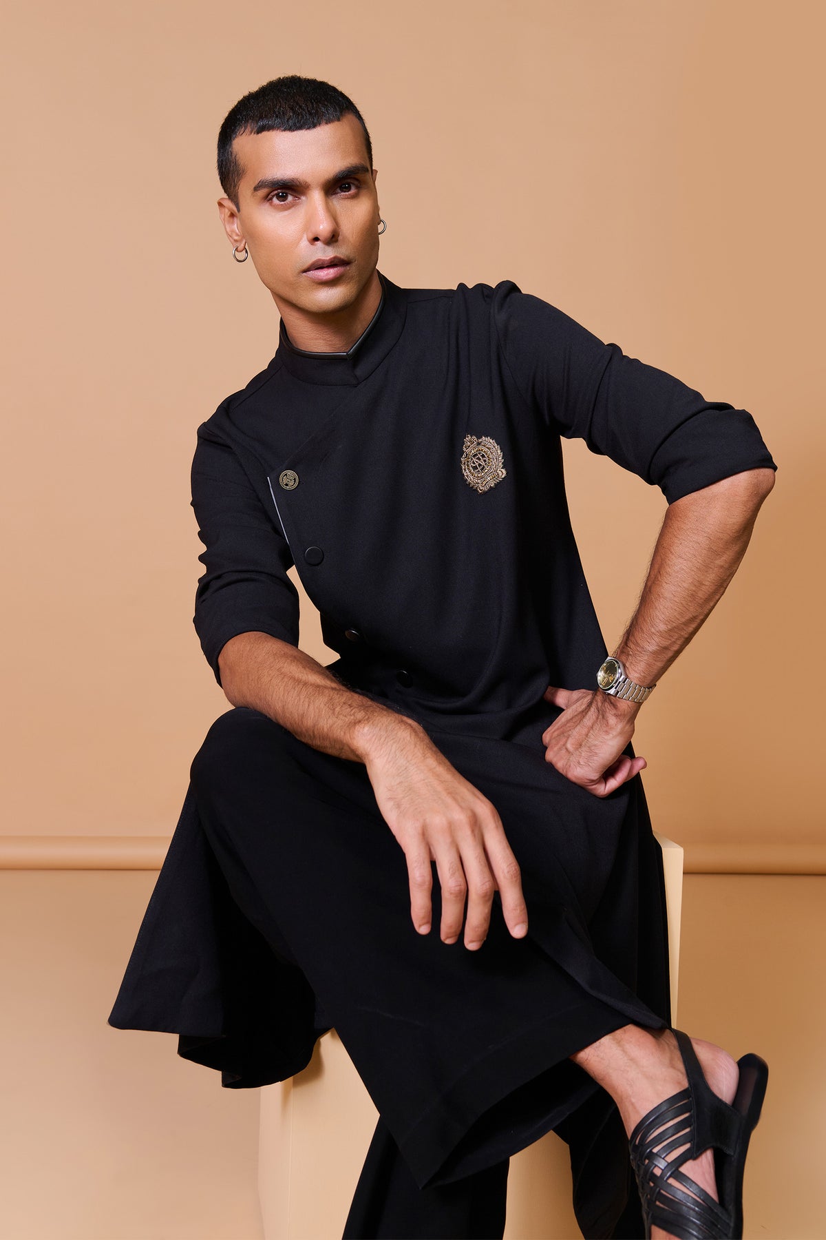 Black Minimalistic Asymmetric Kurta