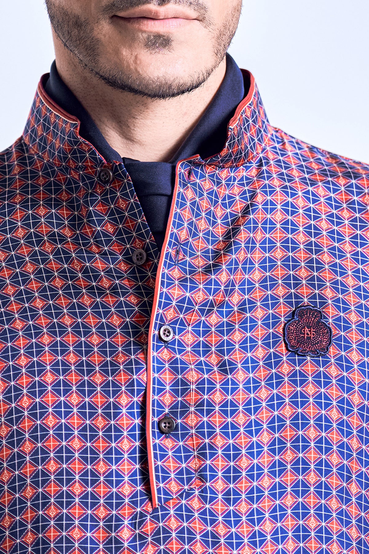 Navy-Cherry Adamas Printed Kurta