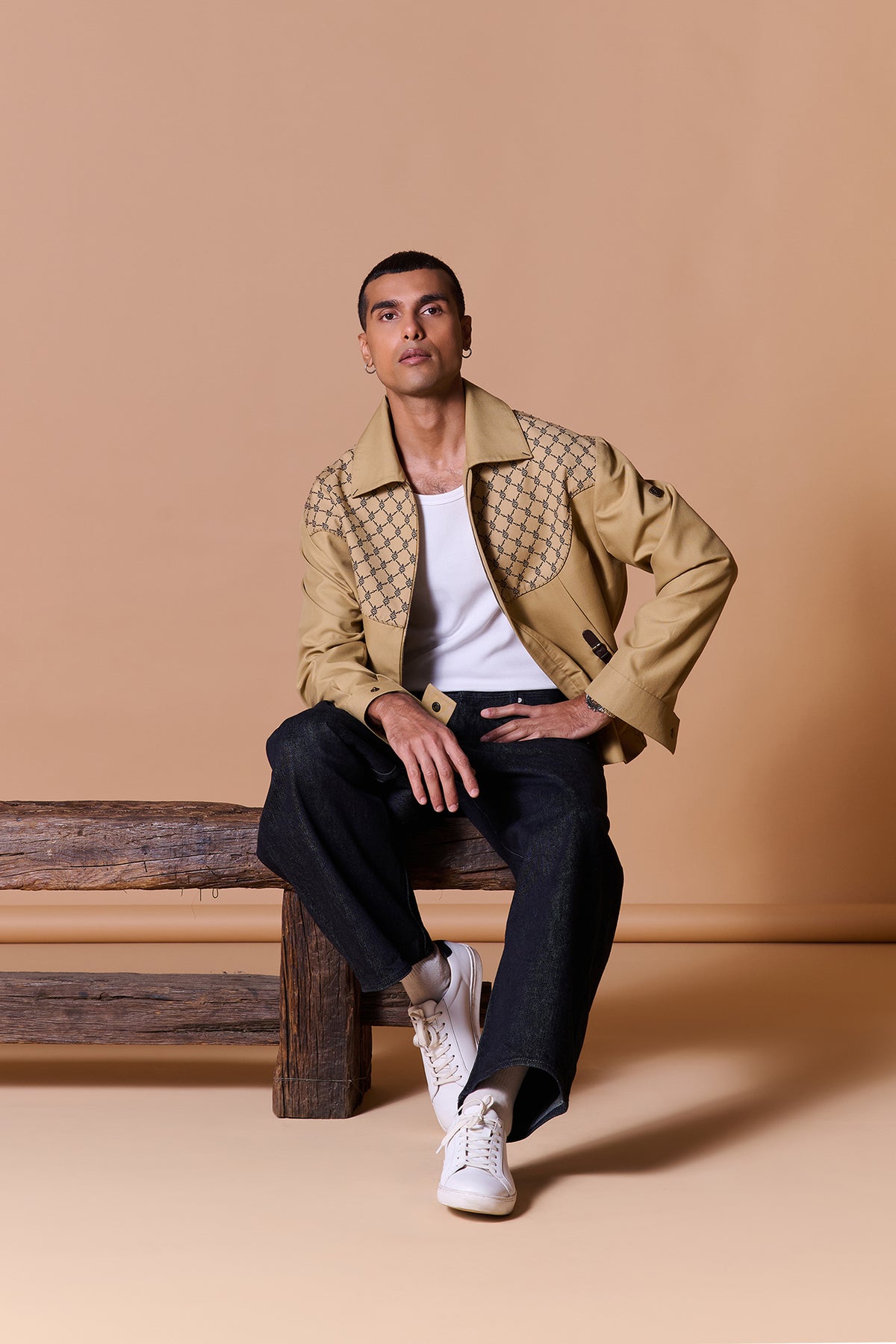 Beige Bomber Jacket