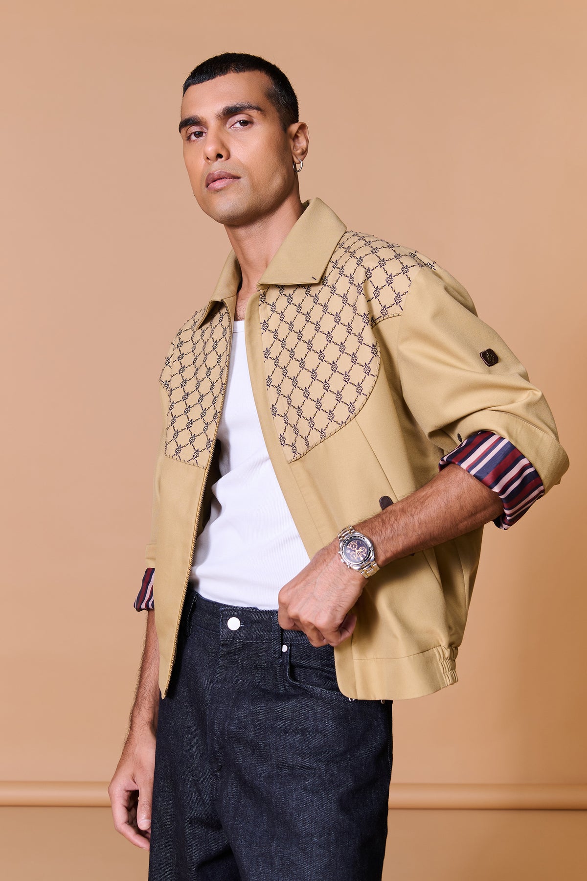 Beige Bomber Jacket